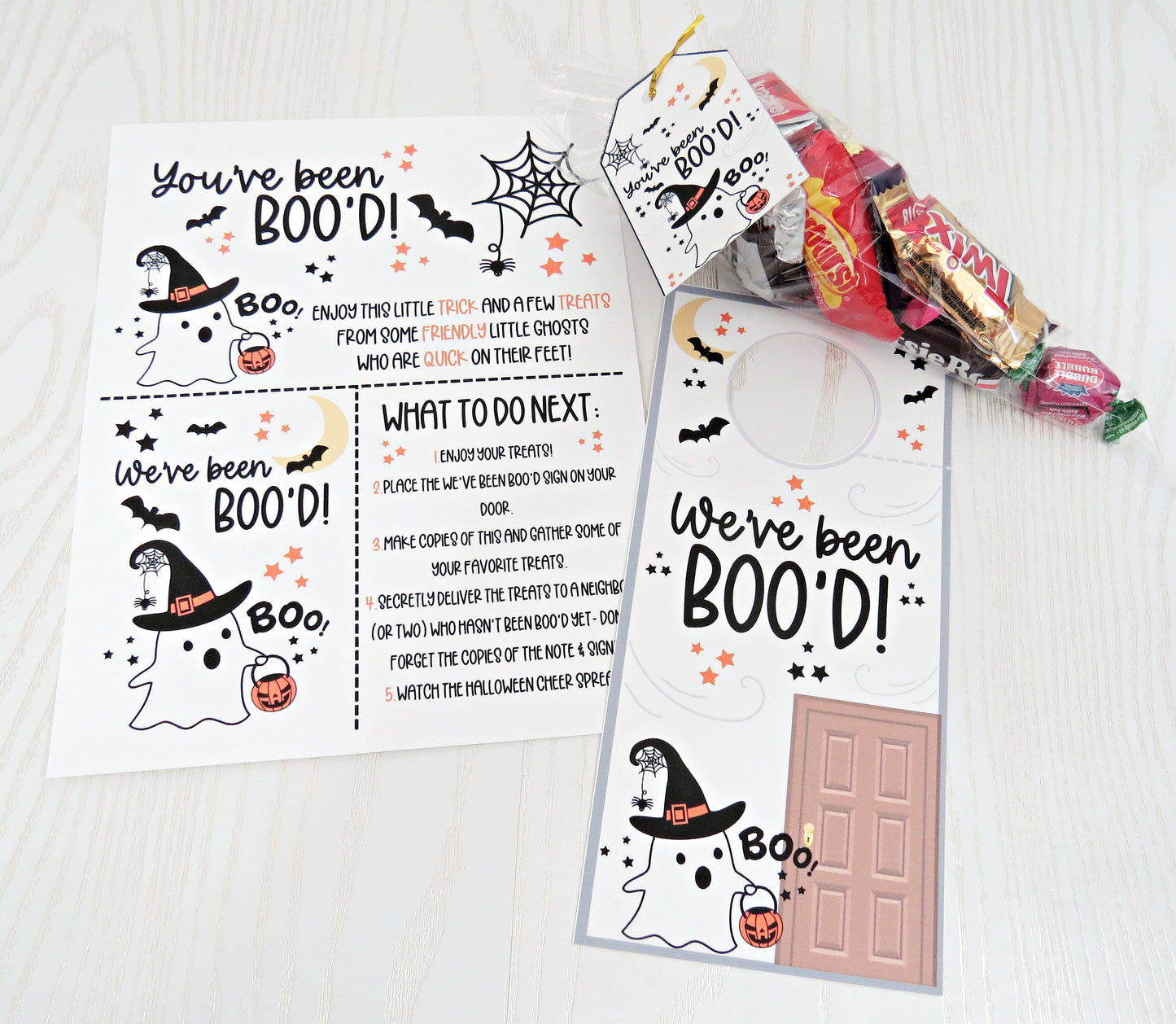 You've Been Boo'ed Halloween Treat Bags - Unique Halloween Game with Instructions Door Hanger and more - Just Add Candy Greeting Cards - Gift for Him Her Boy Girl Note