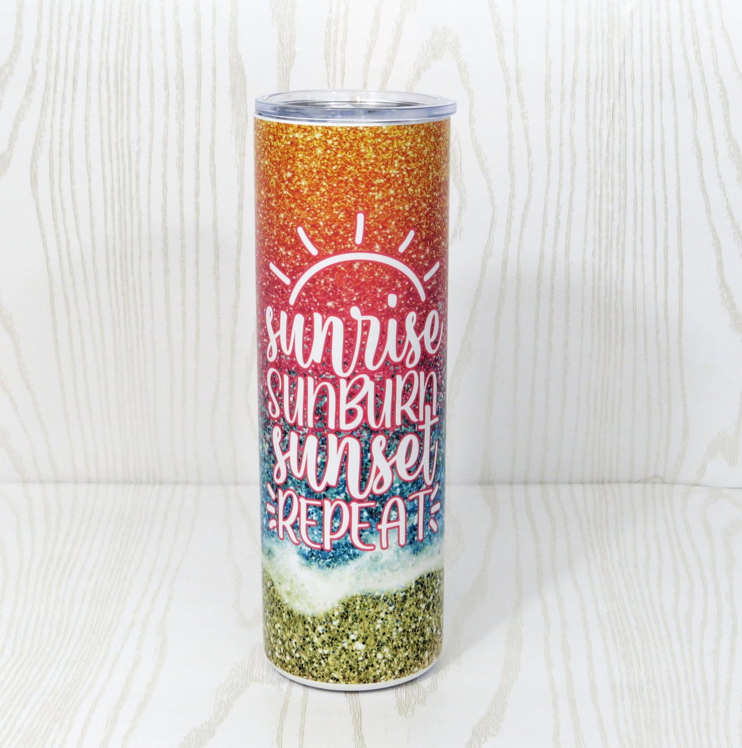Sunrise Sunburn Sunset Repeat Ombre Sand Beach Waves 20 Oz Tumbler - Girls Weekend Trip Stainless Steel Double Walled Insulated Cup