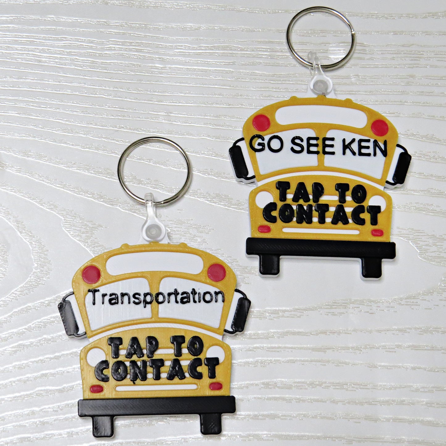Personalized School Bus NFC Bag Tag - Smart Contact Tap Tag for Kids Backpacks - size comparison view