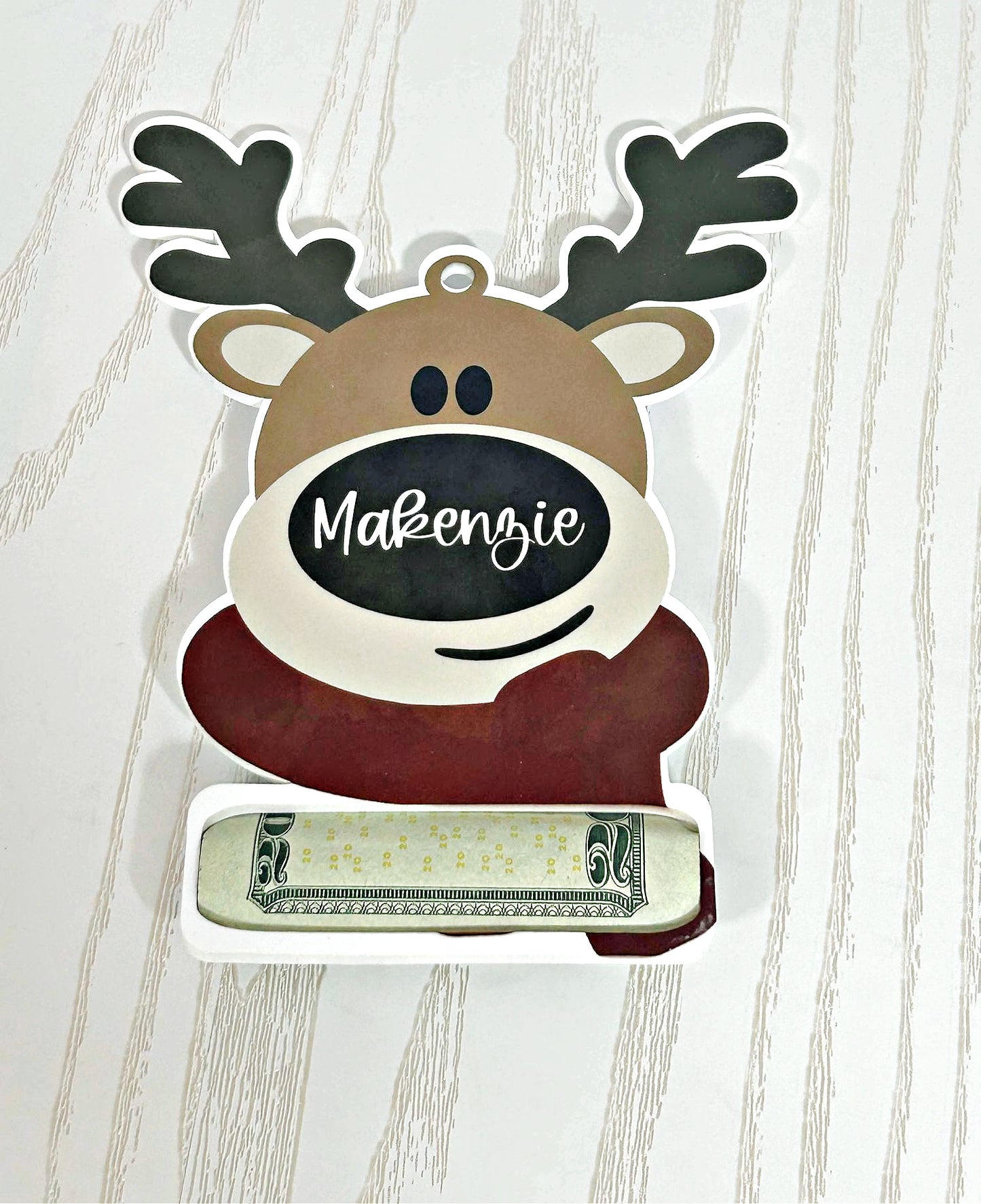 Custom Reindeer Money Holder Ornament – Personalized Christmas Cash Gift for Kids