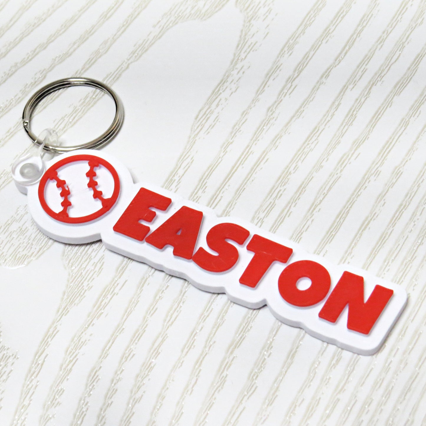 Personalized Baseball Keychain Bag Tag – Custom 3D Printed Name Tag for Baseball Players Sports Bags and Backpacks
