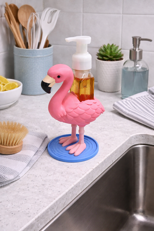 Flamingo Foaming Soap Holder – Cute Pink Tropical Bathroom & Kitchen Decor