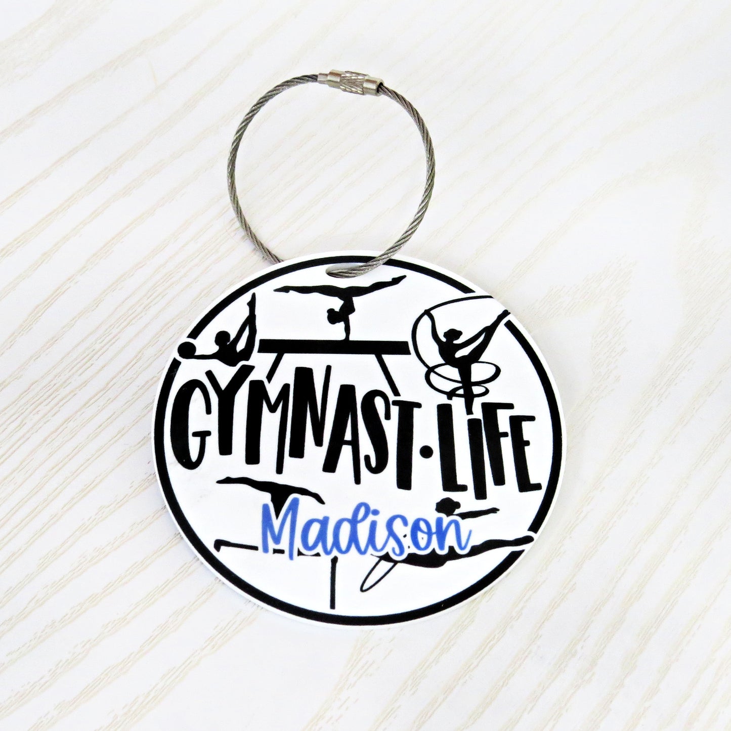 Personalized Gymnastics Bag Tag with Name – Custom Gymnast Keychain for Girls