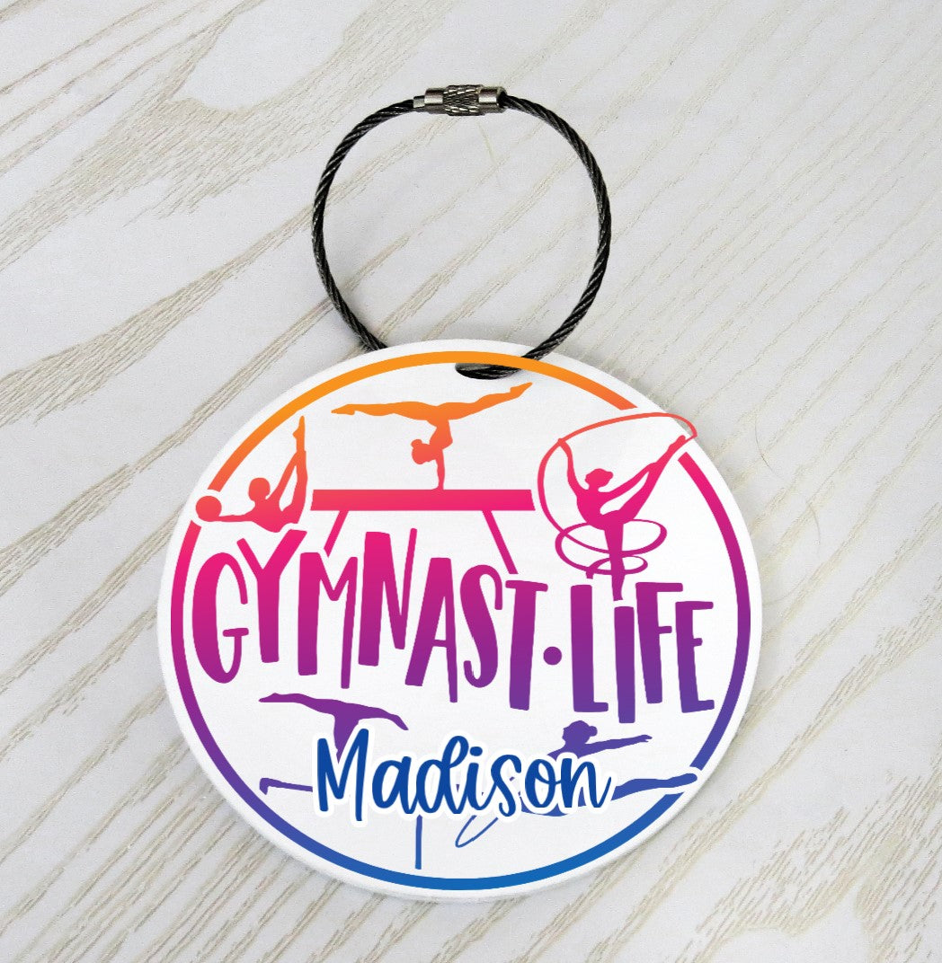 Personalized Gymnastics Bag Tag with Name – Custom Gymnast Keychain for Girls