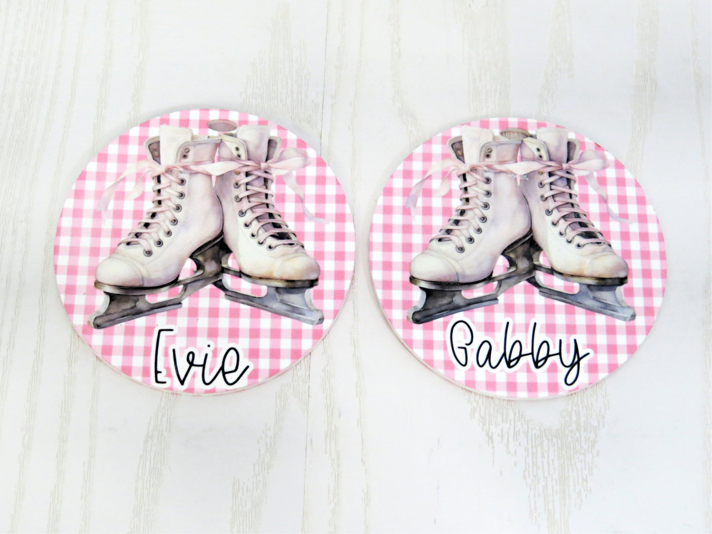 custom-figure-skater-bag-tag-personalized-ice-skate-name-tag-for-girls-pink-check-background-handmade-gift-accessory