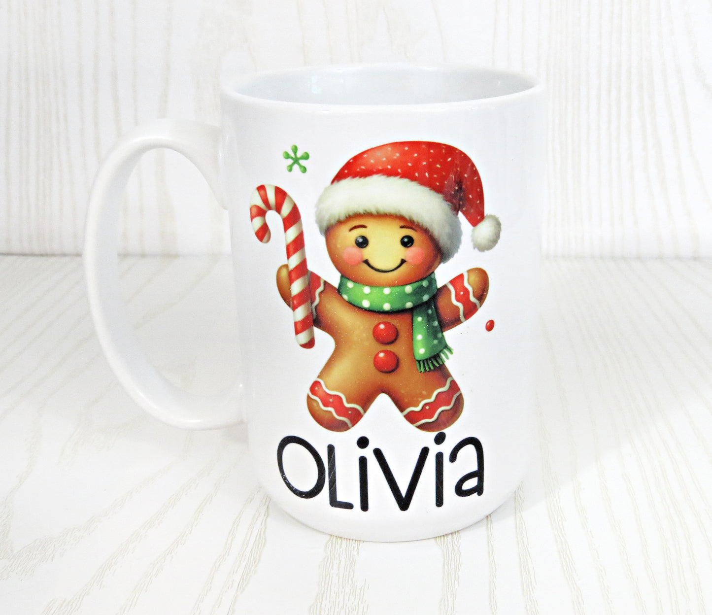 Custom Gingerbread Christmas Mug – Personalized 15 oz Holiday Cocoa Cup