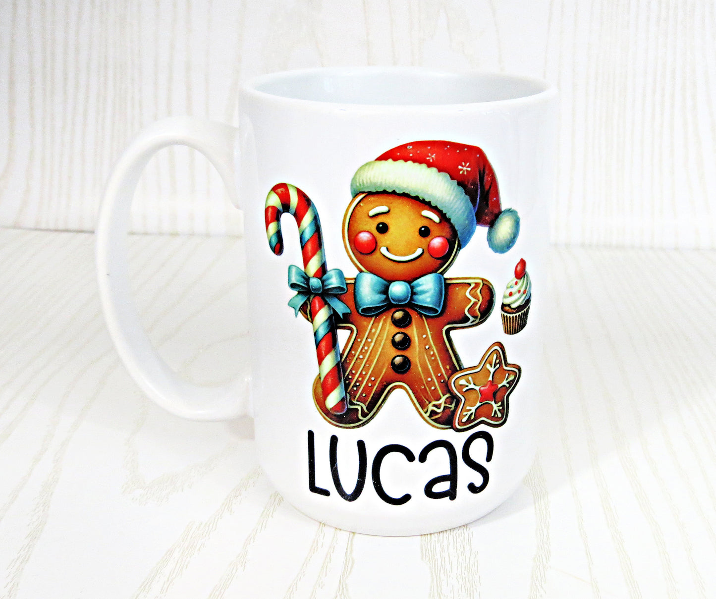 Custom Gingerbread Christmas Mug – Personalized 15 oz Holiday Cocoa Cup