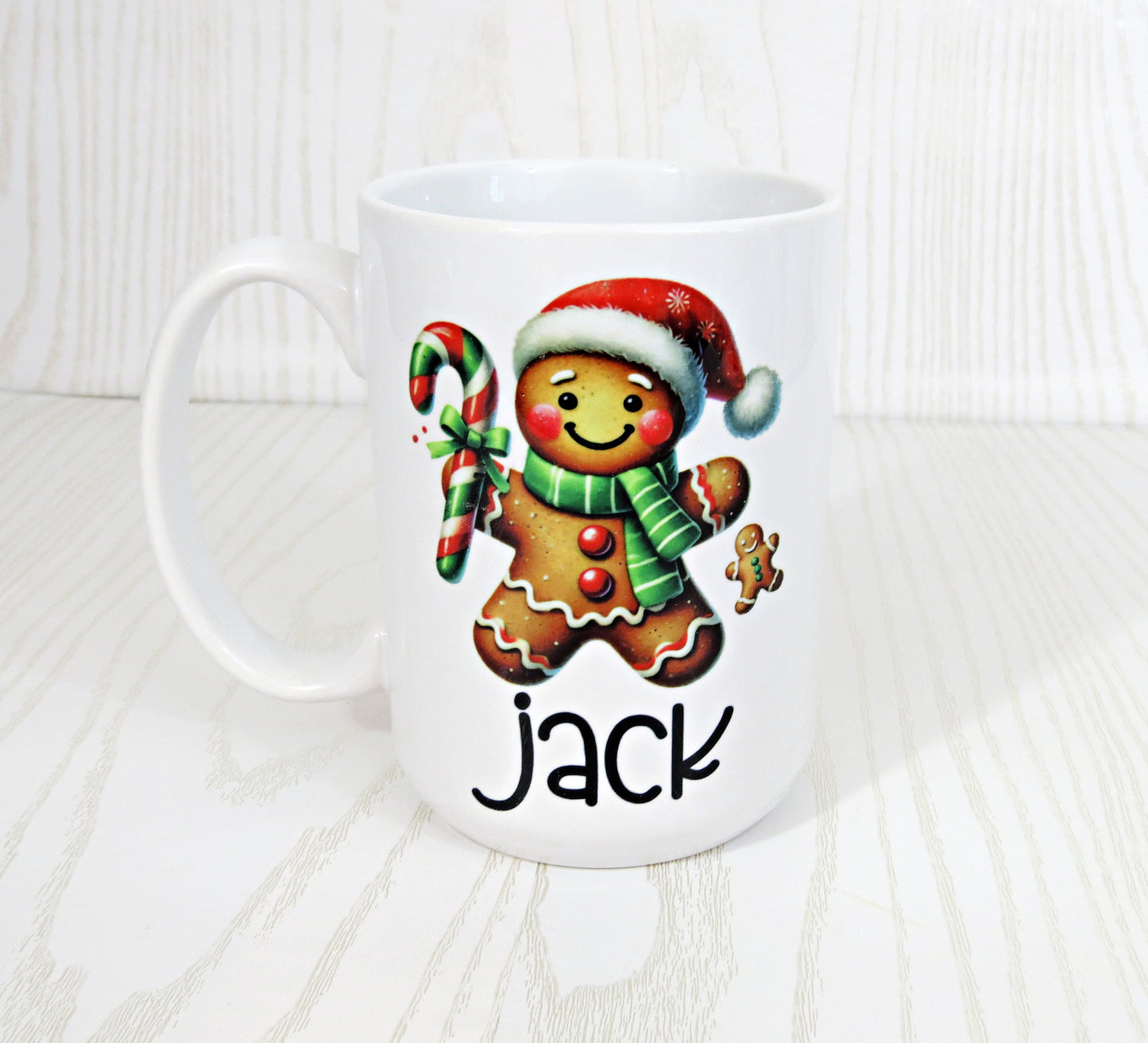 Custom Gingerbread Christmas Mug – Personalized 15 oz Holiday Cocoa Cup