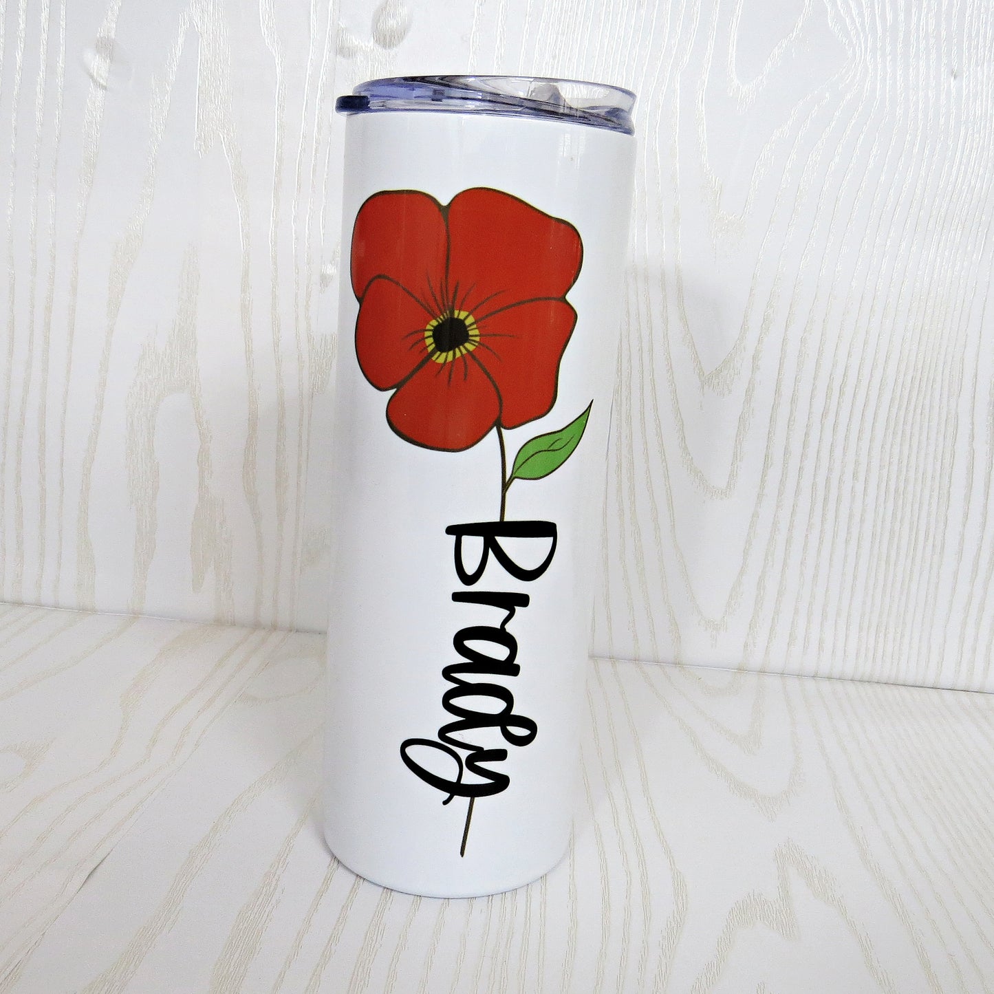 Personalized Tumblers with Birth Flower and Name - Birthday Gifts for Women - Stainless Steel Double Walled 20 Oz Skinny Present