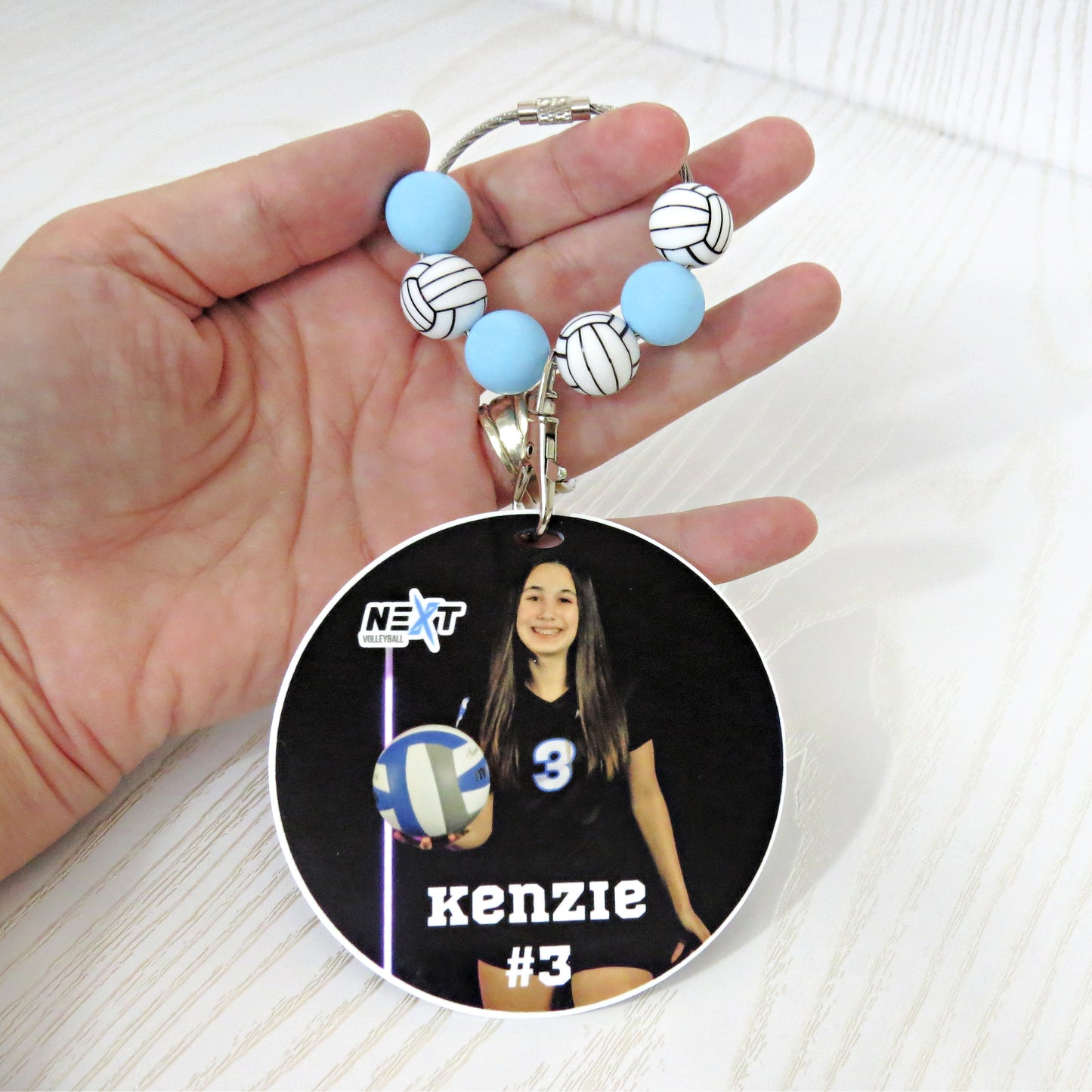 Personalized Volleyball Mom Bag Tag with Name for Purse Backpack Sports Bag - Custom Kids Picture Acrylic ID