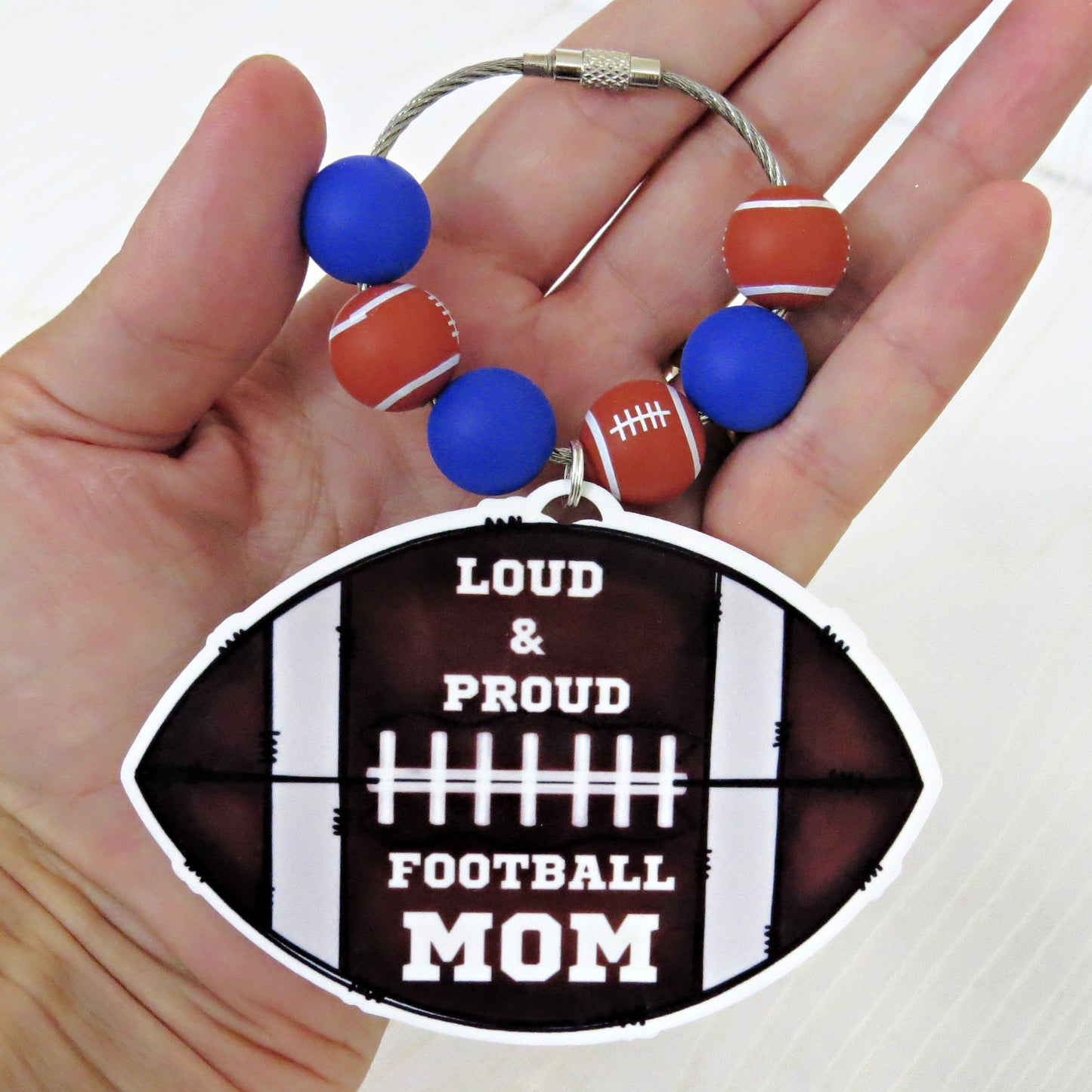 Loud & Proud Football Mom Bag Tag – Game Day Keychain Gift