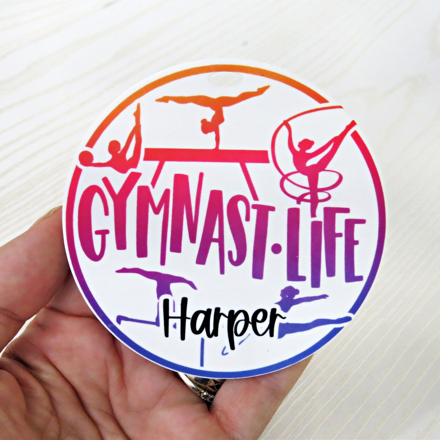 Personalized Gymnastics Bag Tag with Name – Custom Gymnast Keychain for Girls