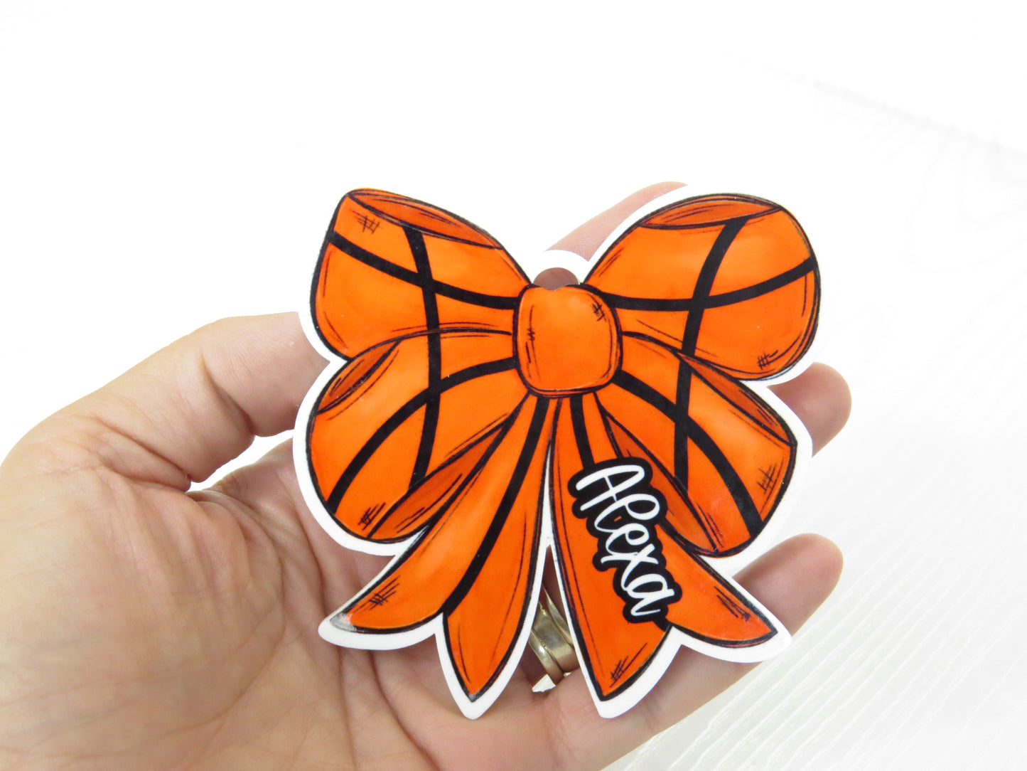 Personalized Basketball Bow Bag Tag – Custom Name Sports Bag Accessory