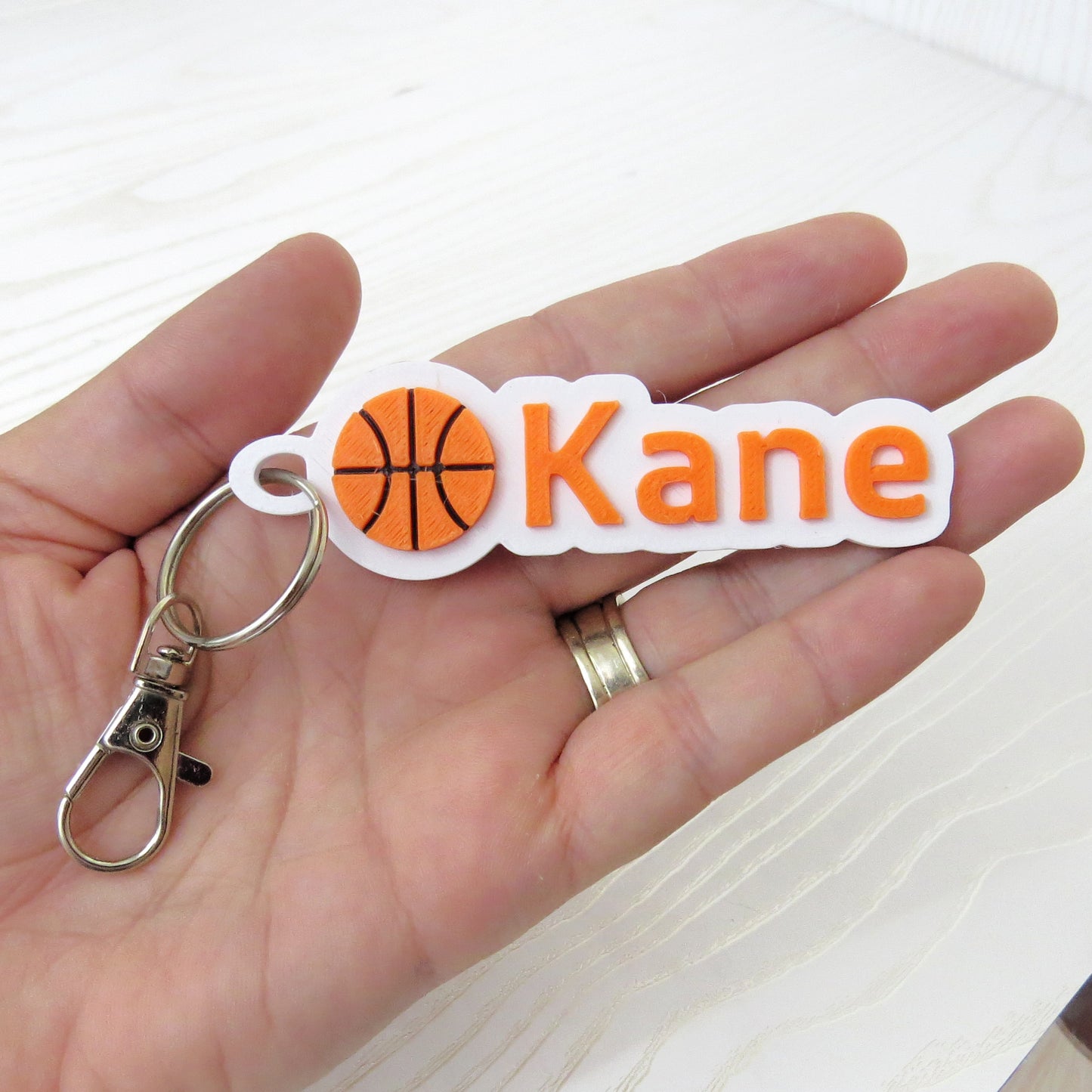 Personalized 3D Sports Name Keychain Bag Tag - Choose Your Sport - close-up of design detail