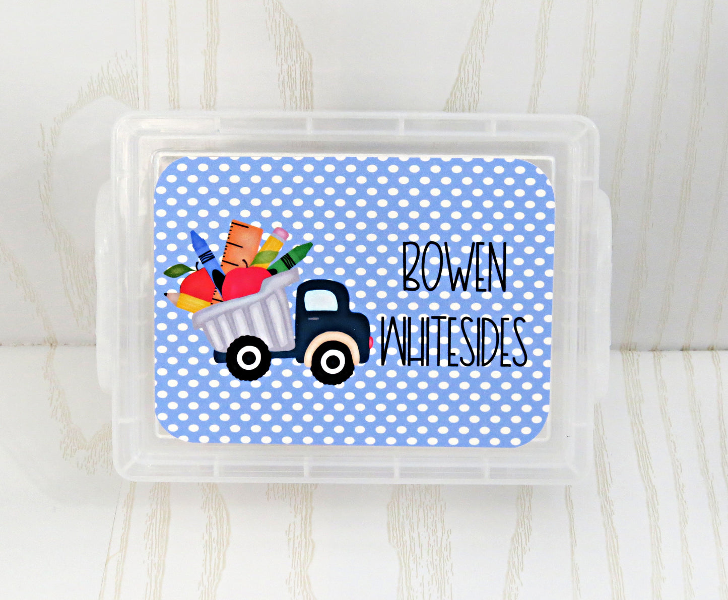 Personalized Crayon Box - Custom Case - Hard Crayon Box with Snap-Tight Lid - Supply Boxes for Kids Boys School Classroom - Back to School