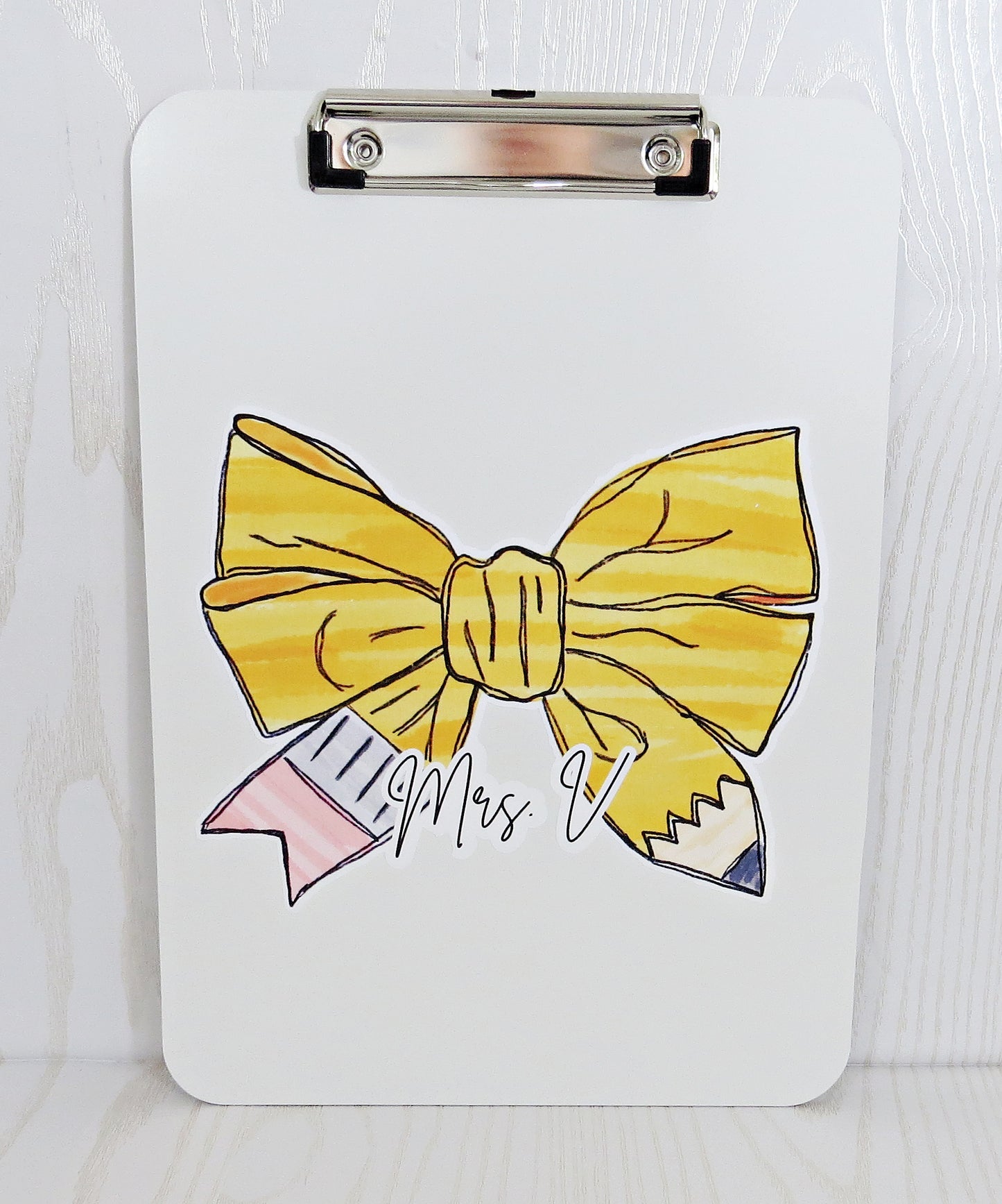 Personalized Teacher Clipboard with Yellow Bow