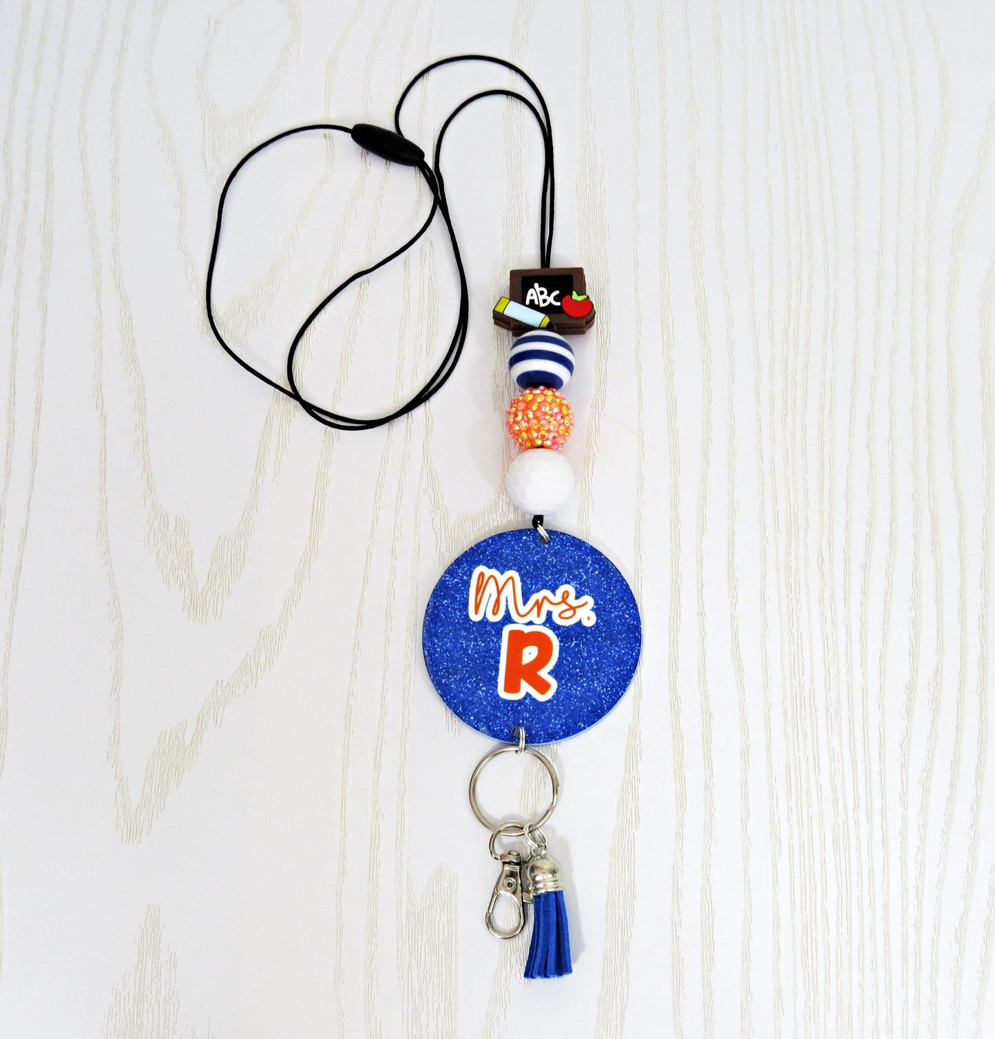 Kenzie's Boutique Handmade Personalized Olentangy Orange Lanyard - Stylish Cute Beaded Design - Breakaway Clasp for ID Badges and Keys - Gift- School