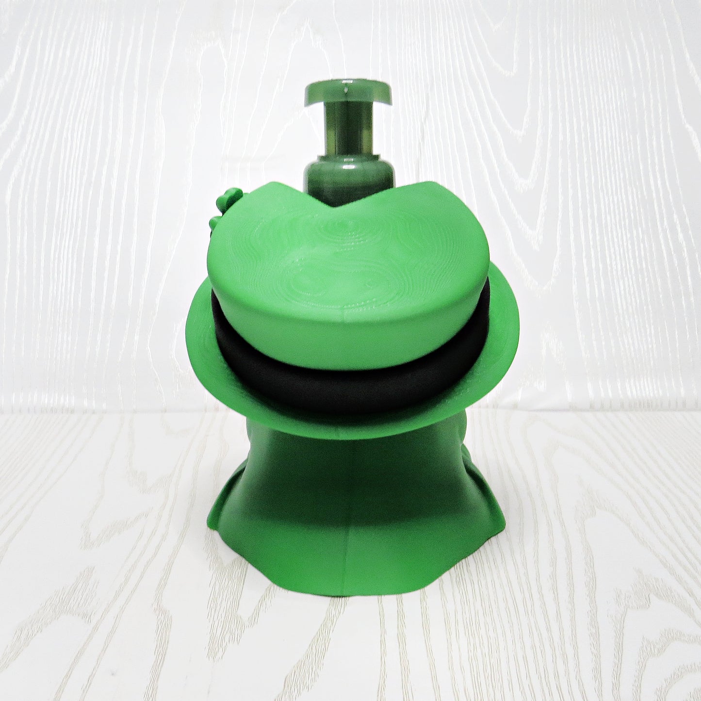 Leprechaun Foaming Soap Holder - Lucky Irish Kitchen & Bathroom Decor - lifestyle with soap bottle inserted