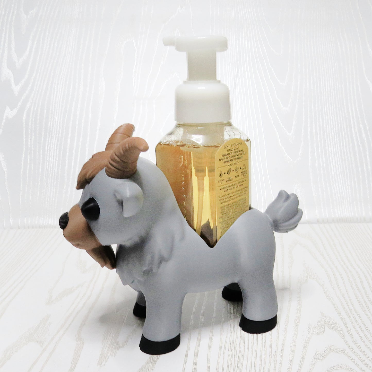 Mountain Goat Foaming Soap Bottle Holder – Cute 3D Printed White Grey Goat with Curved Horns – Bath and Body Works Foaming Soap Dispenser Stand – Farm Wildlife Bathroom Kitchen Decor – Goat Lover Nature Gift