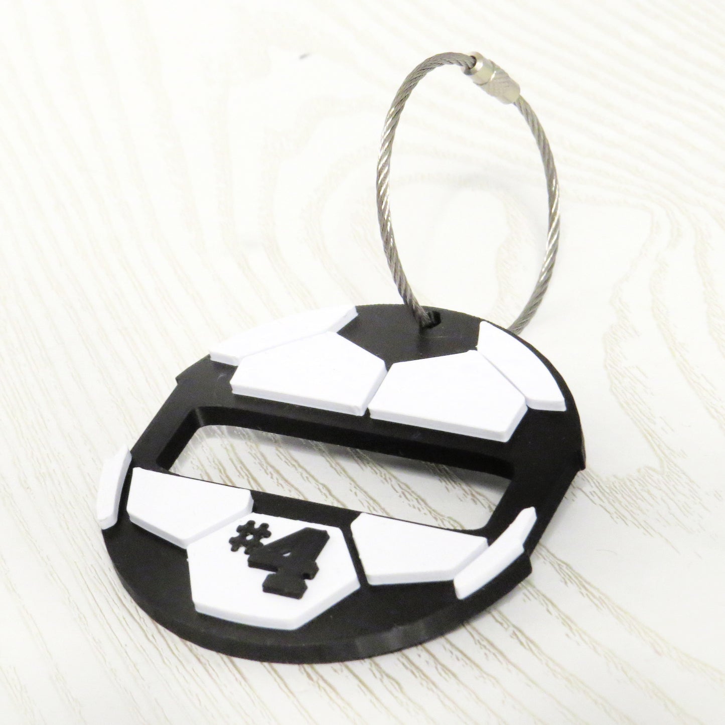 Soccer Ball Hair Tie Bag Tag – 3D Printed Personalized Jersey Number Sports Accessory