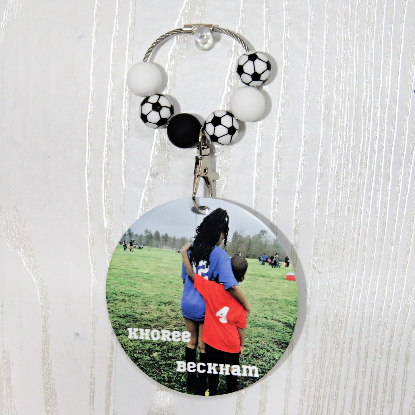 Personalized Soccer Mom Bag Tag with Name for Purse Backpack Sports Bag - Custom Kids Picture Acrylic ID