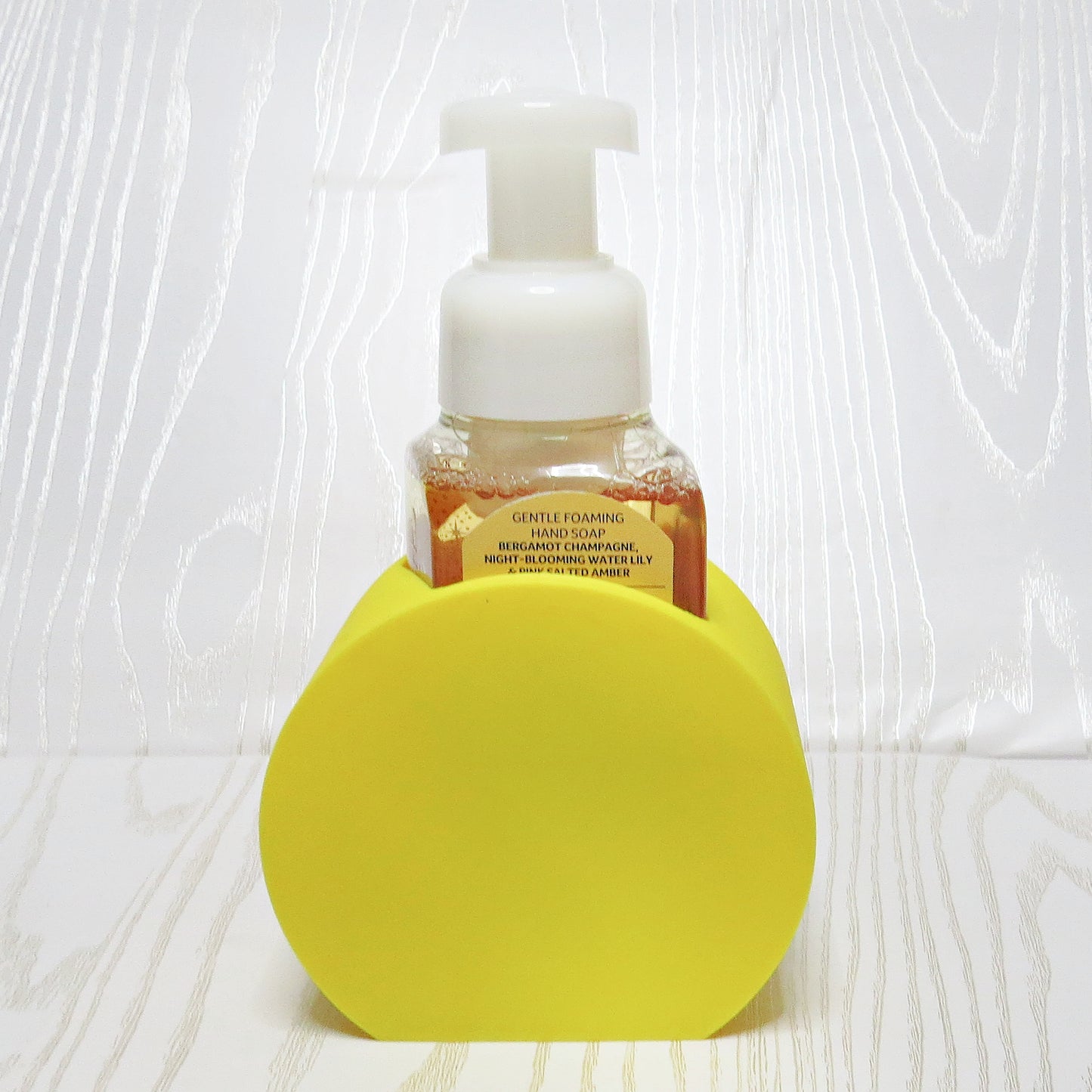 Softball Foaming Soap Bottle Holder – Cute 3D Printed Yellow Softball with Red Stitching – Bath and Body Works Foaming Soap Dispenser Stand – Sports Fan Bathroom Kitchen Counter Decor – Softball Player Mom Coach Gift