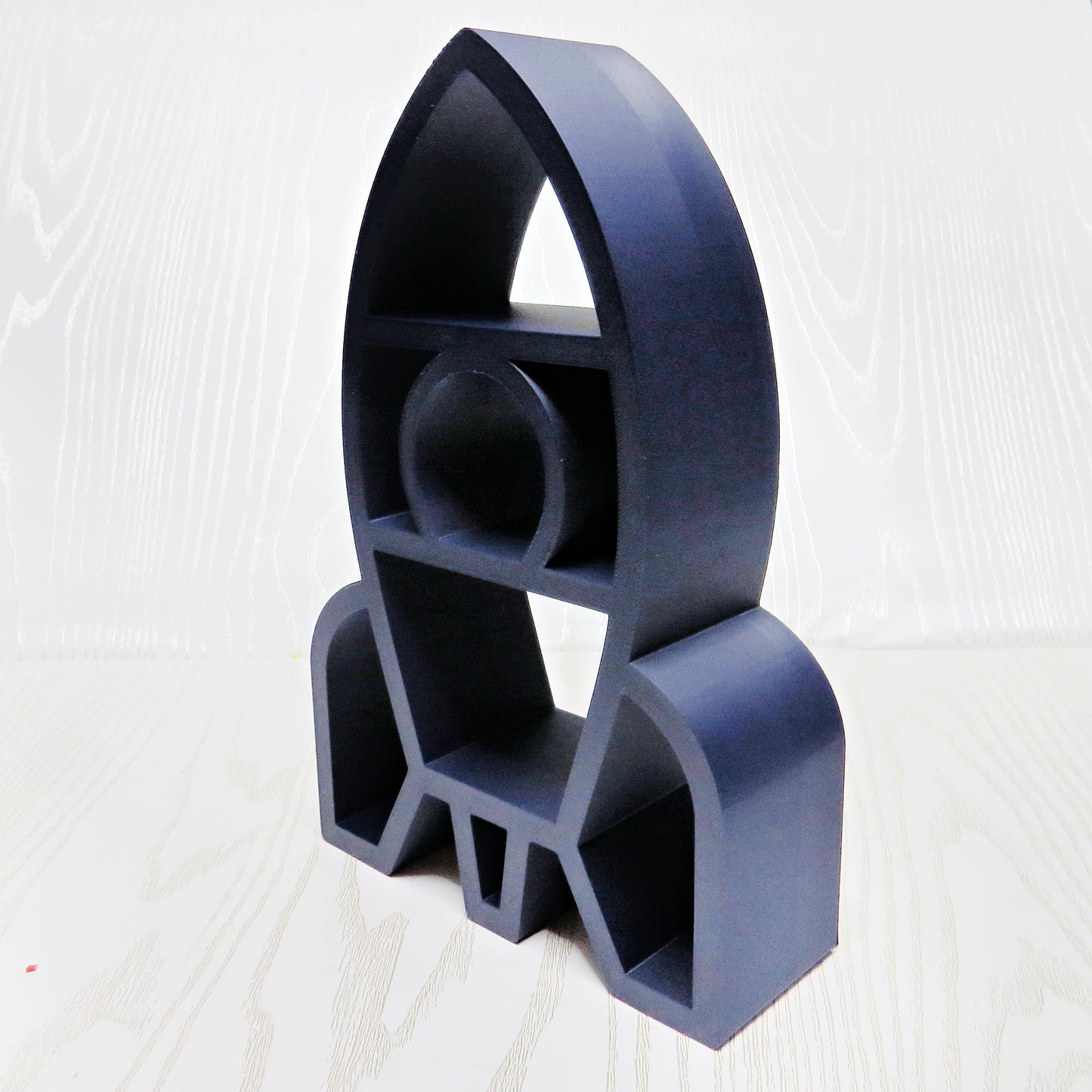 Rocket Ship Shelf – 3D Printed Matte Black Rocket Silhouette with Three Open Shelf Tiers – Freestanding Space Theme Kids Room Bedroom Trinket Organizer – Space Lover Astronaut STEM Gift