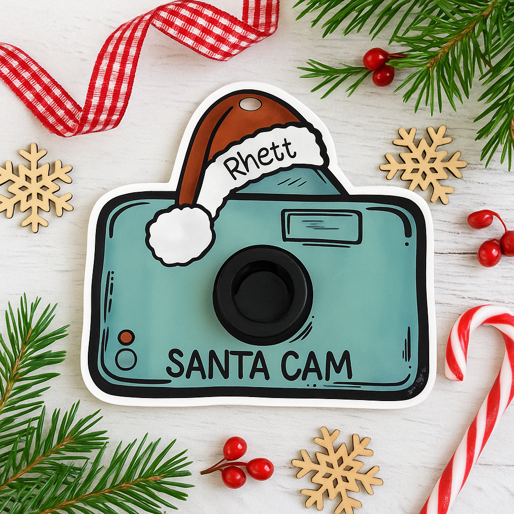3D Santa Camera Ornament - North Pole Elf Spy Personalized Ornament - Family Christmas Ornament - Custom Christmas Ornament - Custom Family Ornament - Boy Girl Kid