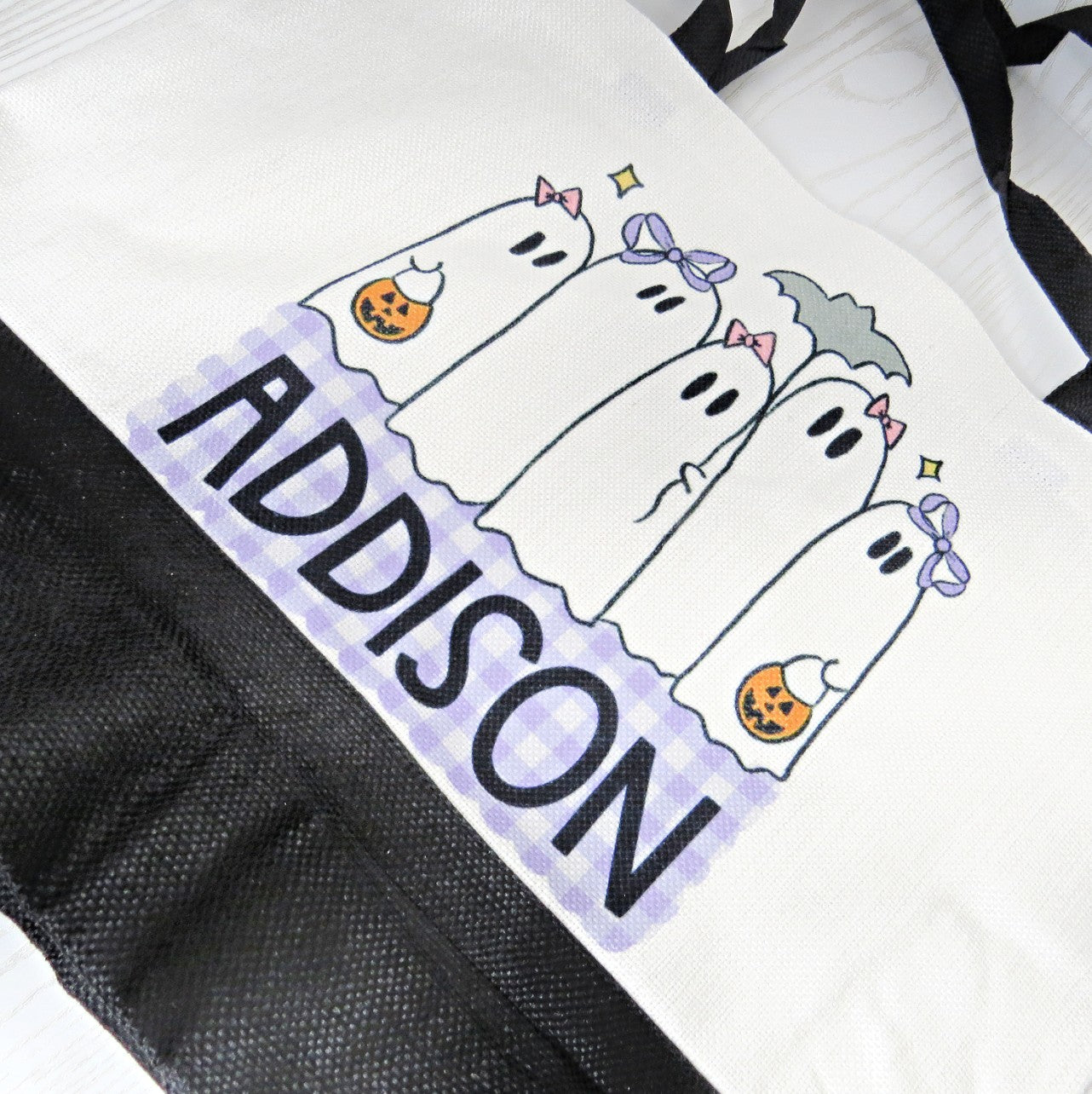 Personalized Halloween Ghost Tote Bag – Custom Trick or Treat Bag for Kids
