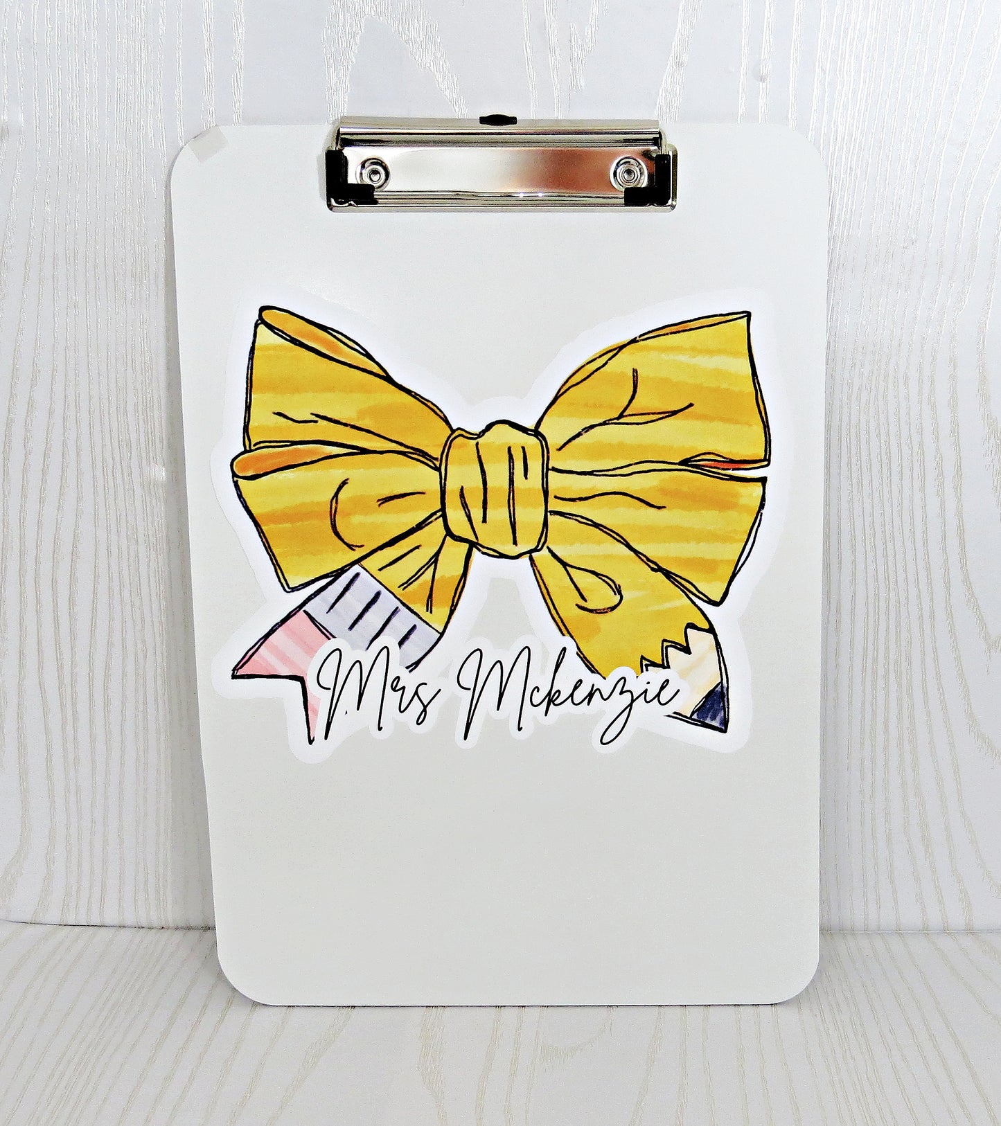 Personalized Teacher Clipboard with Yellow Bow
