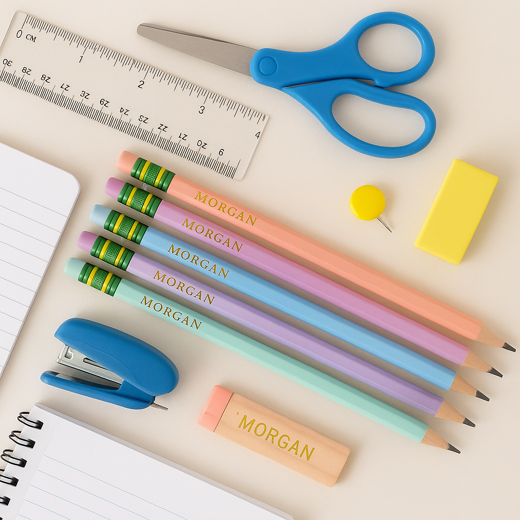 Custom Personalized Pencils Set – Let's Start the Year off Write! Pastel #2 Pencils with Name – Laser Foil Stamped – Teacher Gift, Back to School Supplies, Kids, Students, or Personal Use