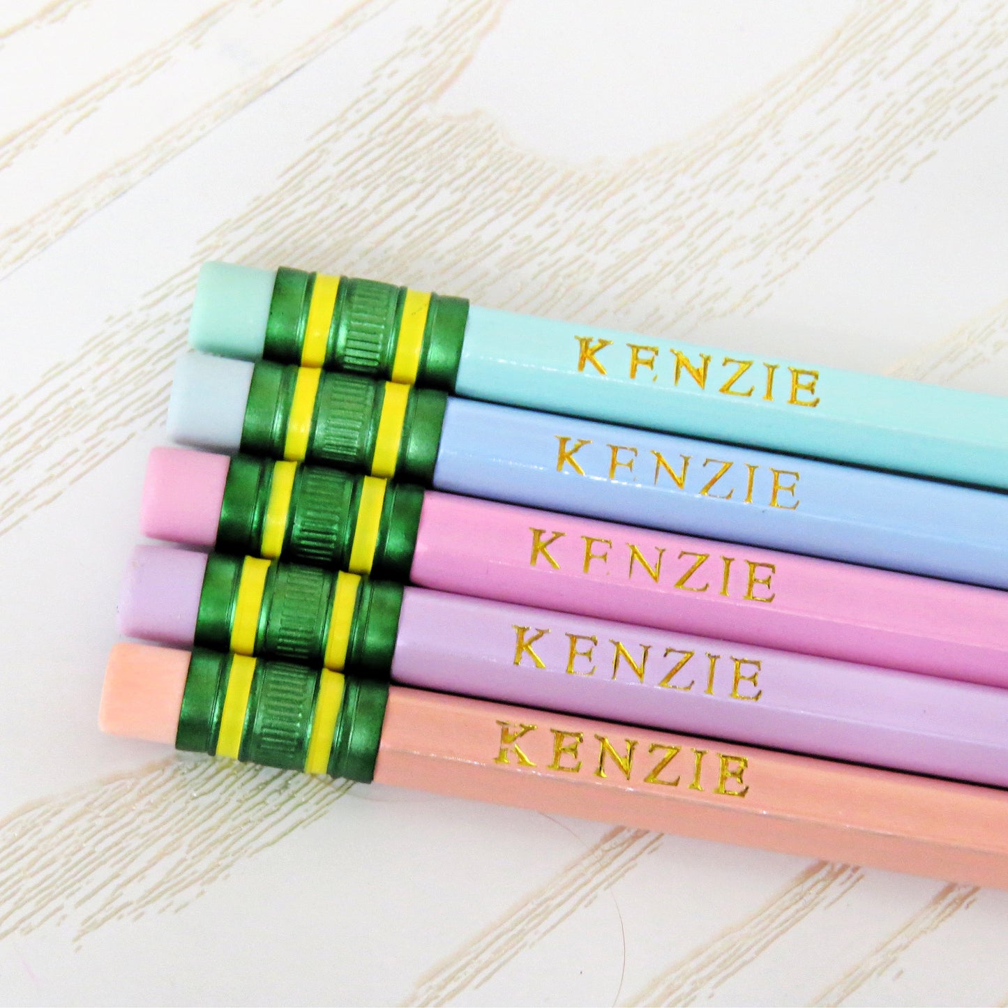 Custom Personalized Pencils Set – Let's Start the Year off Write! Pastel #2 Pencils with Name – Laser Foil Stamped – Teacher Gift, Back to School Supplies, Kids, Students, or Personal Use