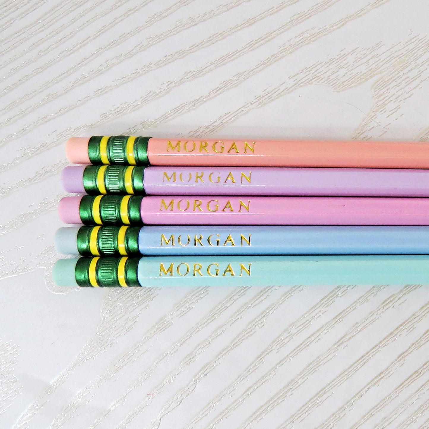 Custom Personalized Pencils Set – Let's Start the Year off Write! Pastel #2 Pencils with Name – Laser Foil Stamped – Teacher Gift, Back to School Supplies, Kids, Students, or Personal Use