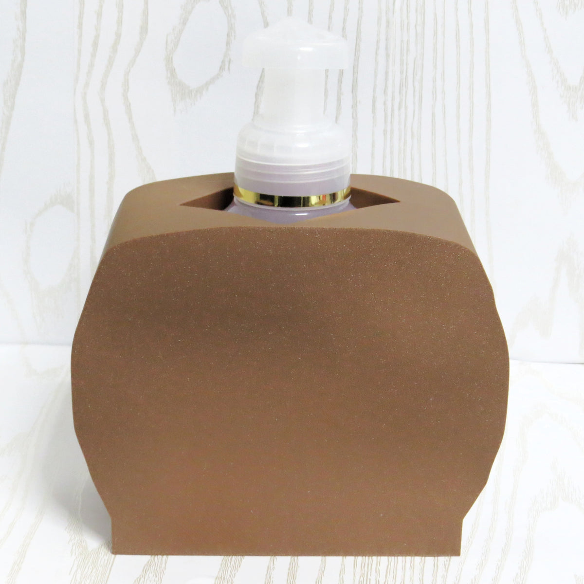 Whiskey Barrel Foaming Soap Holder — Rustic Bar Decor for BBW Bottles