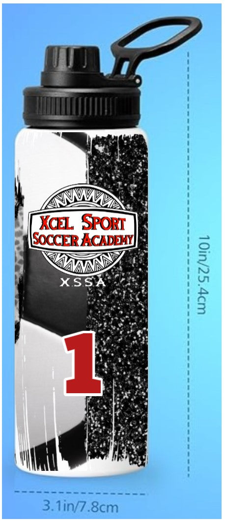 XCEL Sport Soccer Academy 32 oz Soccer Water Bottle Personalized with Name - Custom Sports Bottle