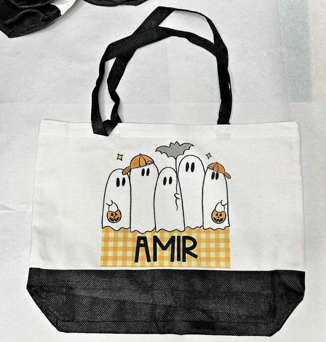 Personalized Halloween Ghost Tote Bag – Custom Trick or Treat Bag for Kids