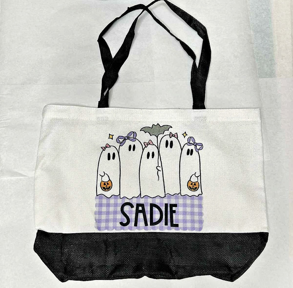 Personalized Halloween Ghost Tote Bag – Custom Trick or Treat Bag for Kids