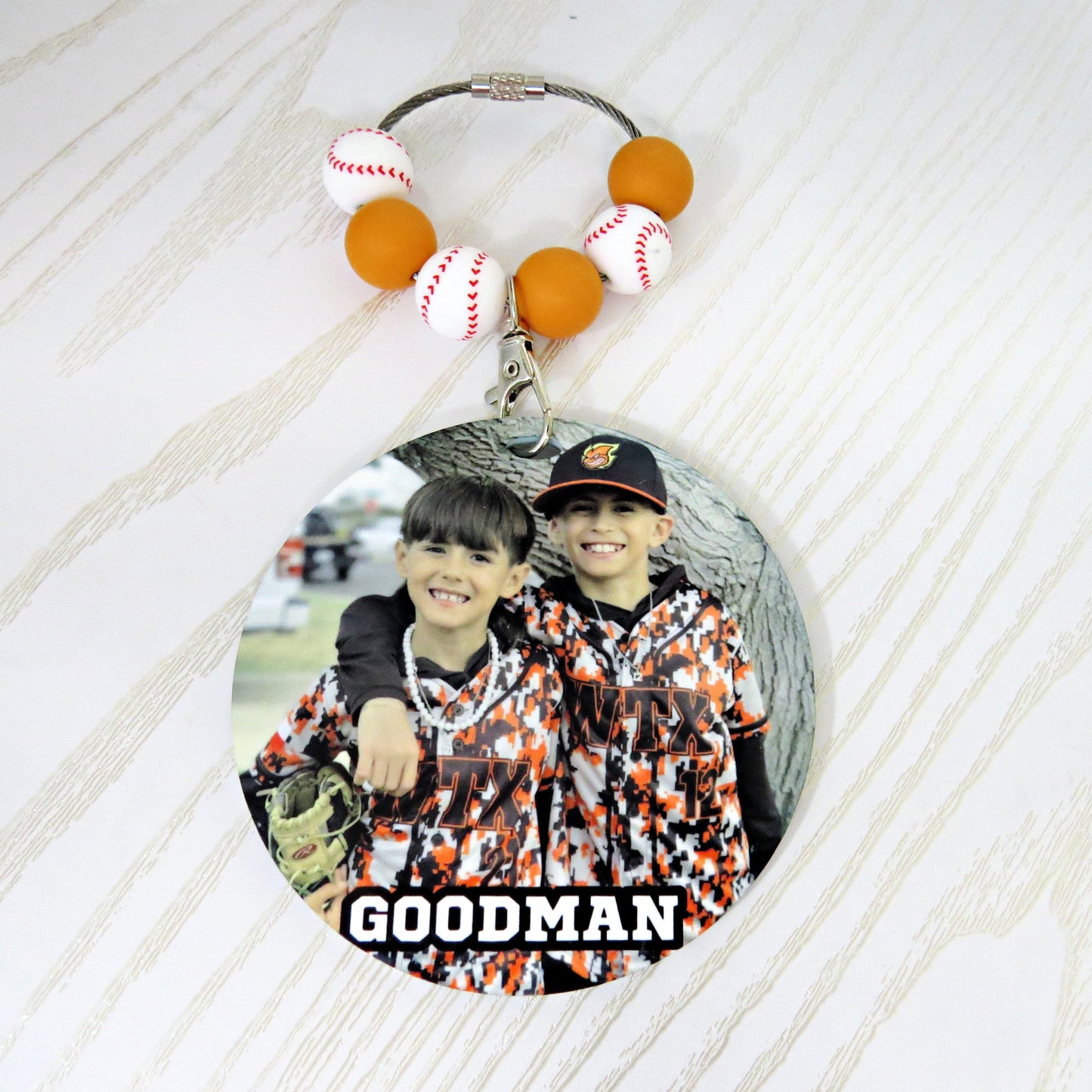 Personalized Baseball Mom Bag Tag with Name for Purse Backpack Sports Bag - Custom Kids Picture Acrylic ID