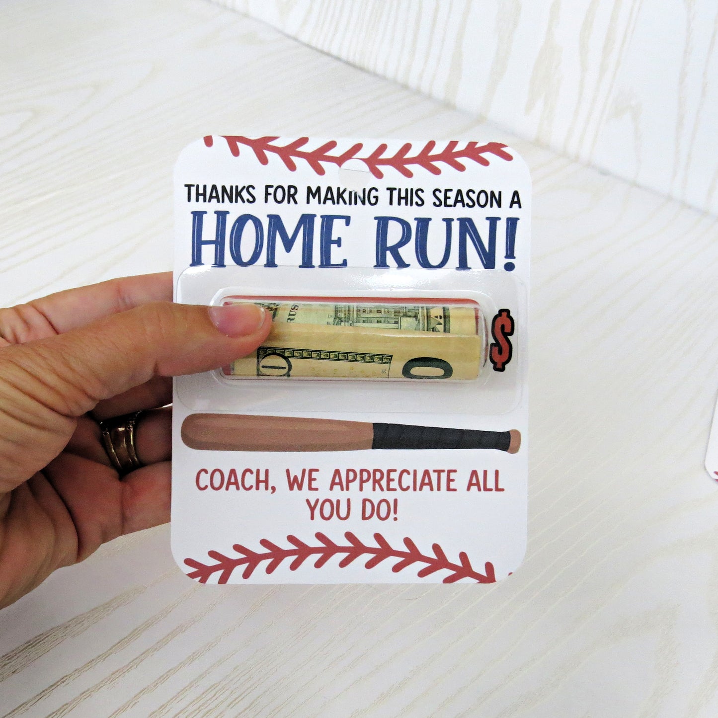 Baseball Coach Gift Money Holder Card – Thank You Appreciation Gift for Men or Women – End of Season, Birthday, or Retirement Present