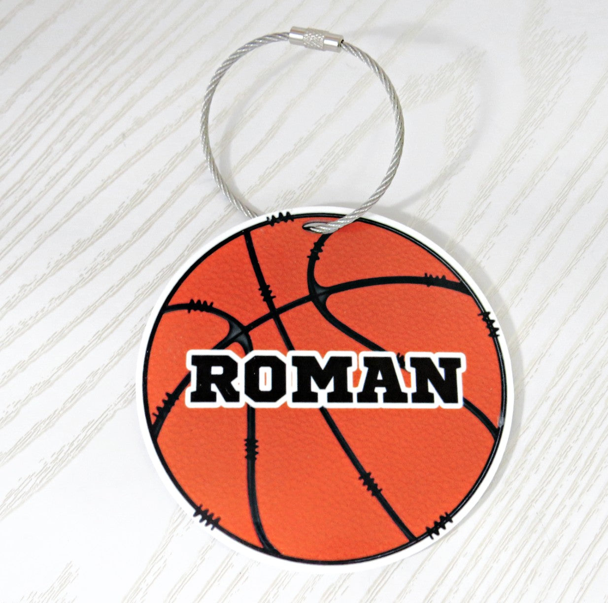 Personalized Basketball Bag Tag - Custom Sports Backpack and Luggage Name Tag - lifestyle photo being carried