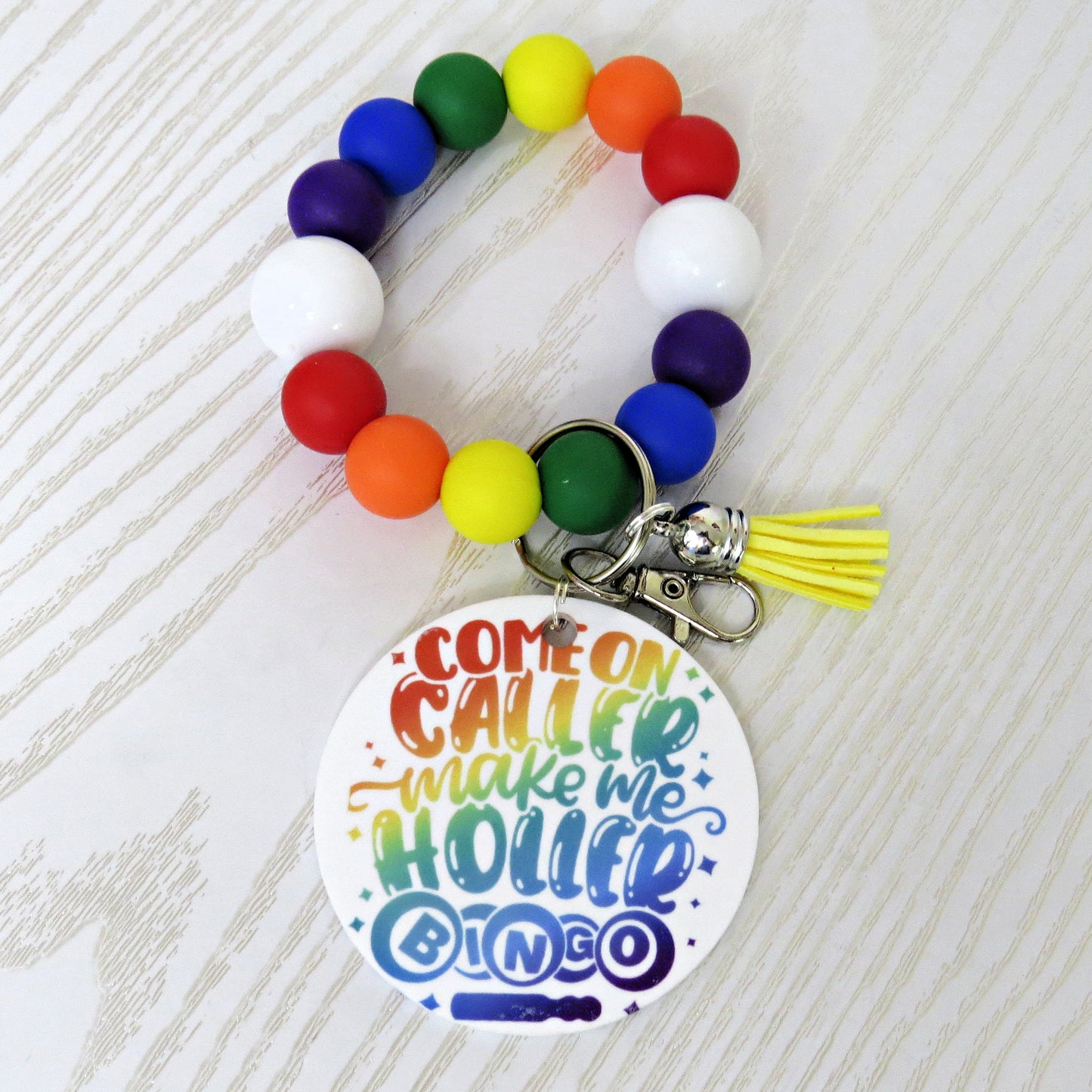 colorful-beaded-bingo-wristlet-keychain-accessory-with-come-on-caller-make-me-holler-charm