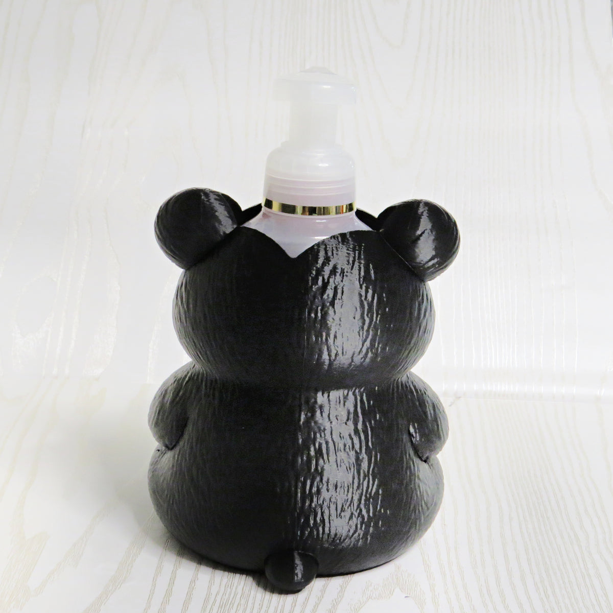 Cute Black Bear Foaming Soap Holder — Woodland Animal Bathroom Decor for BBW Bottles