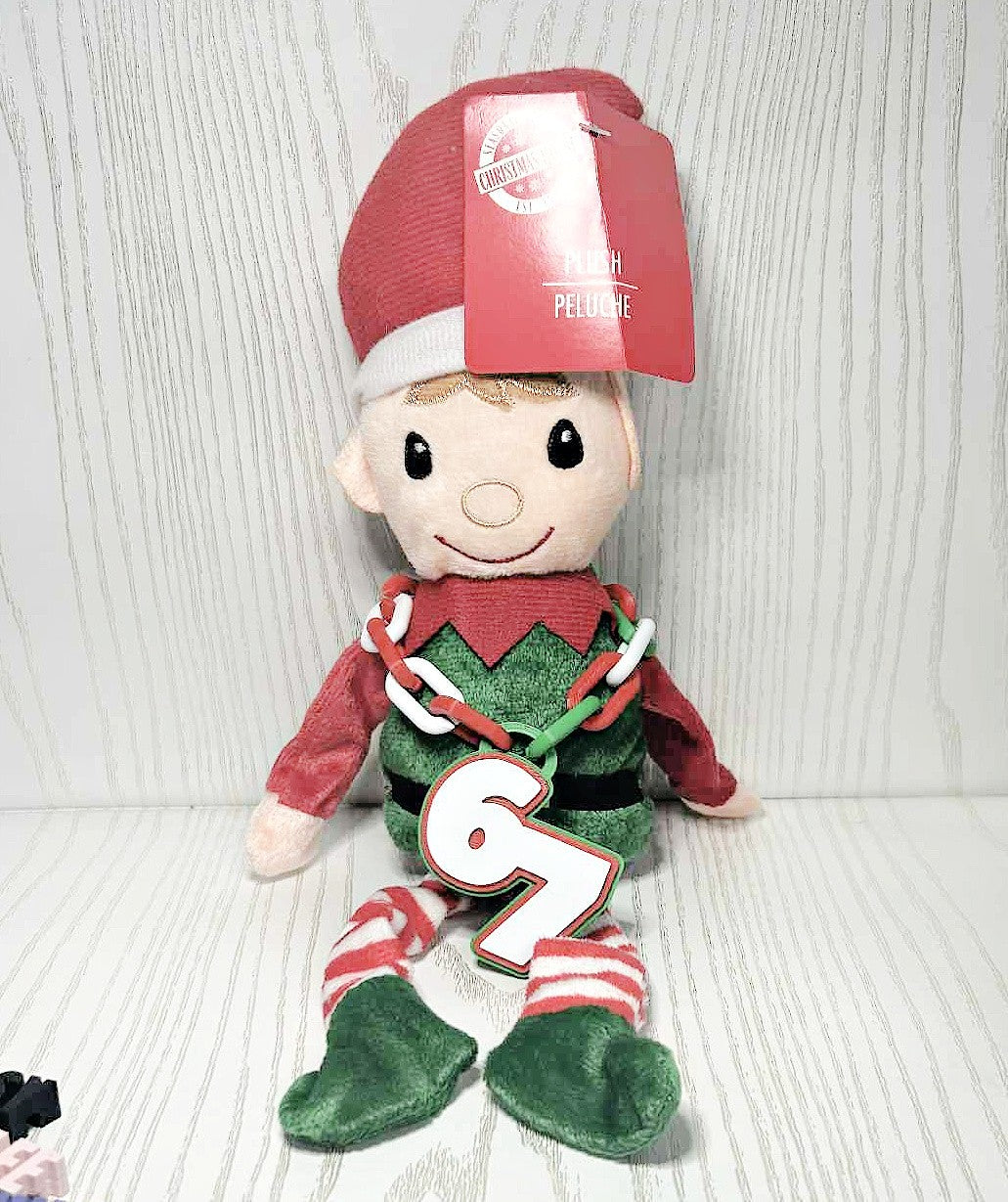 holiday-elf-plush-with-number-67-necklace-red-green-chain-accessory