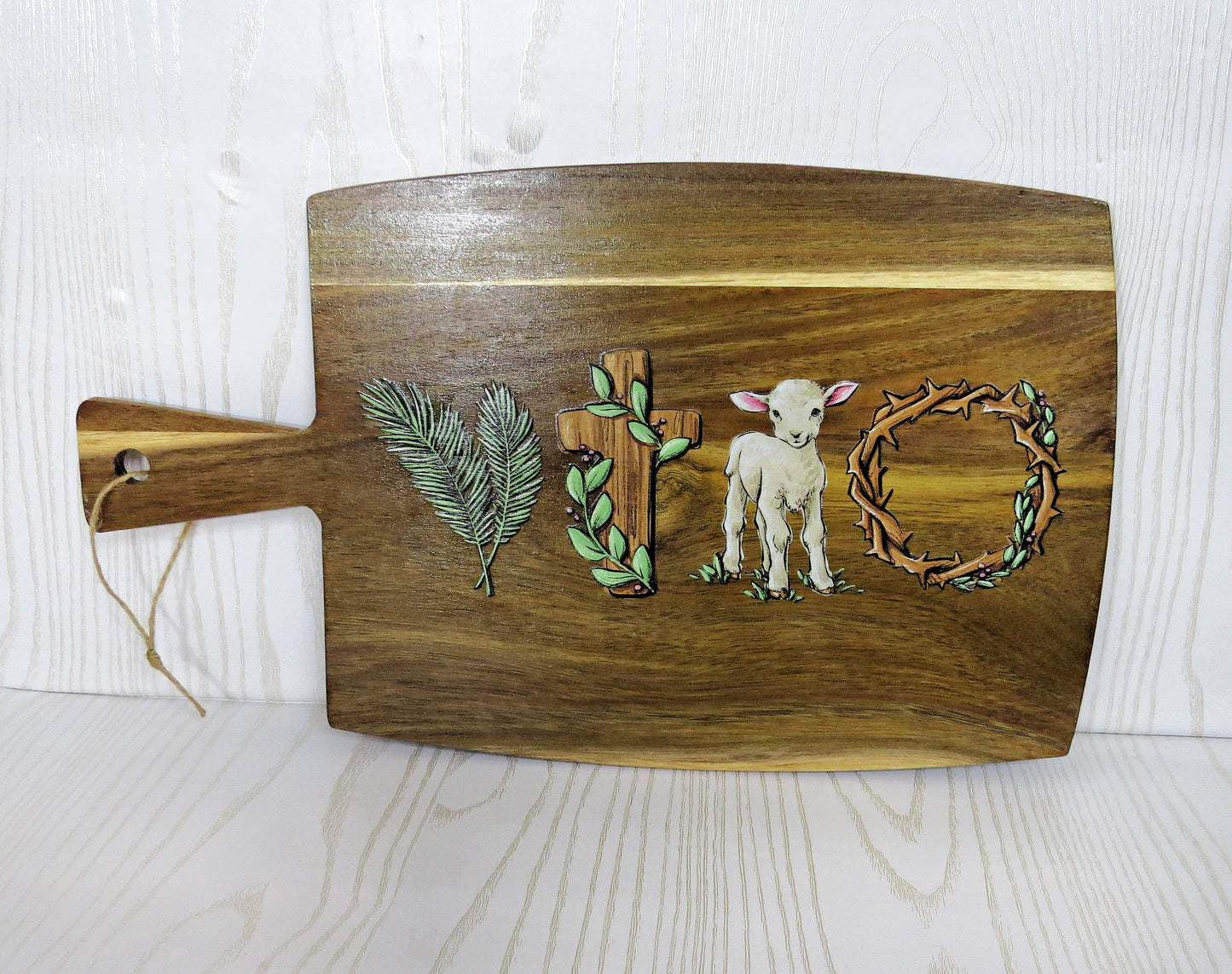 True Easter Decorative Cutting Board for Kitchen with Handle - He is Risen Wooden Décor Home - 17 x 10 inches