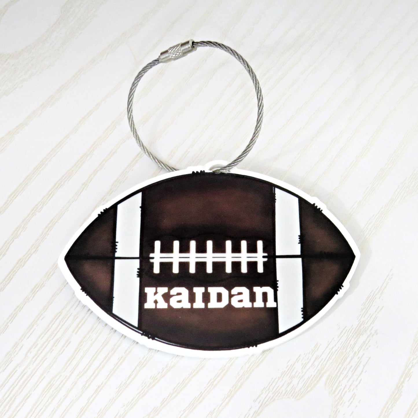 Custom Football Name Bag Tag – Personalized Sports Backpack Tag for Kids