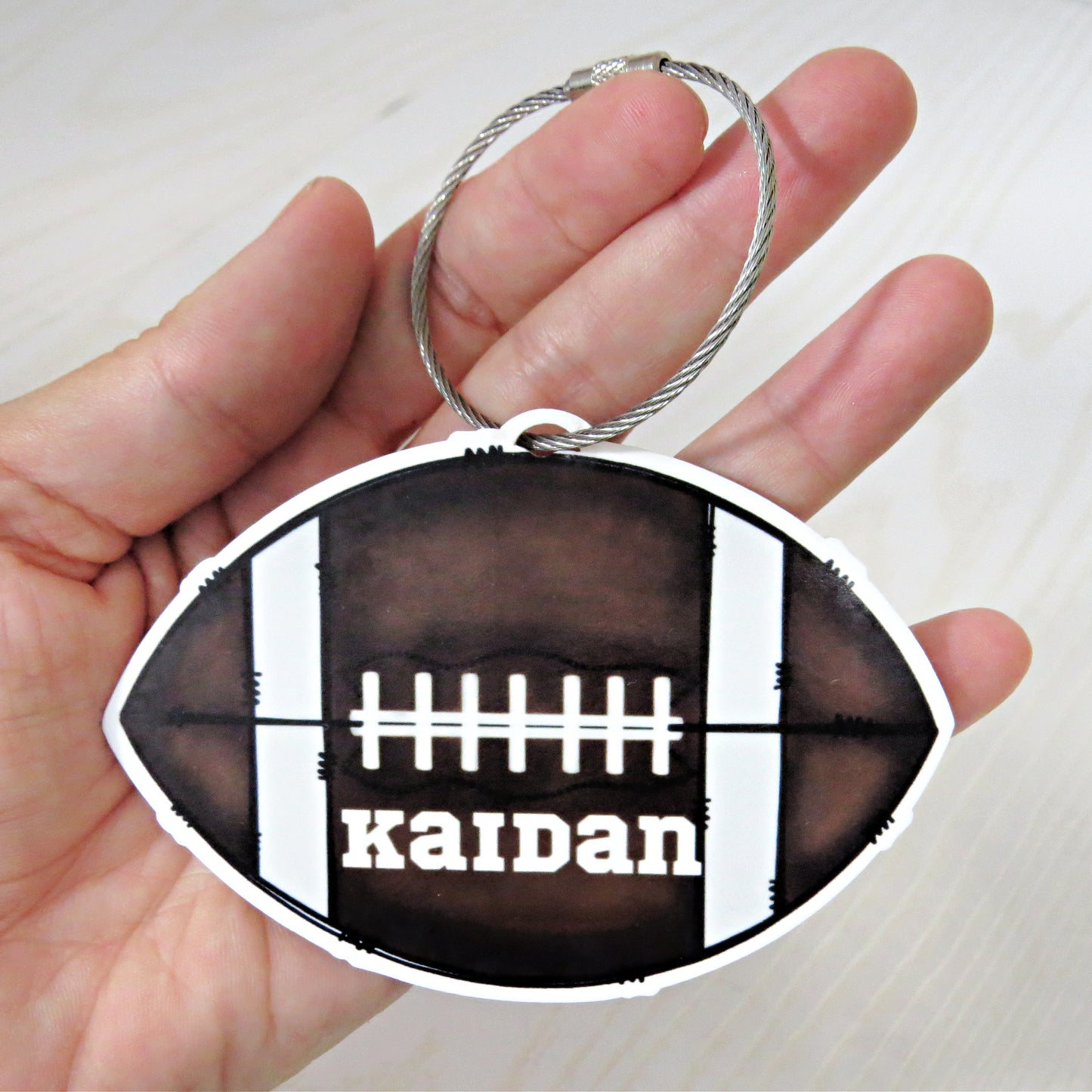 Custom Football Name Bag Tag – Personalized Sports Backpack Tag for Kids
