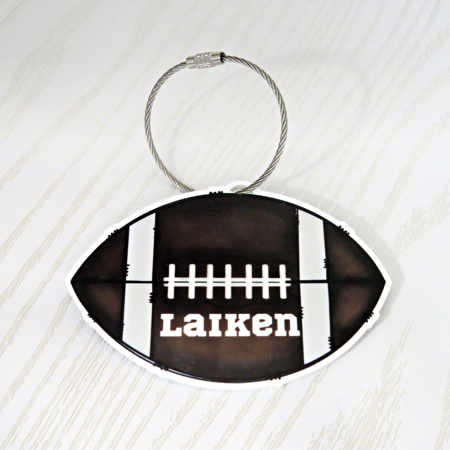 Custom Football Name Bag Tag – Personalized Sports Backpack Tag for Kids