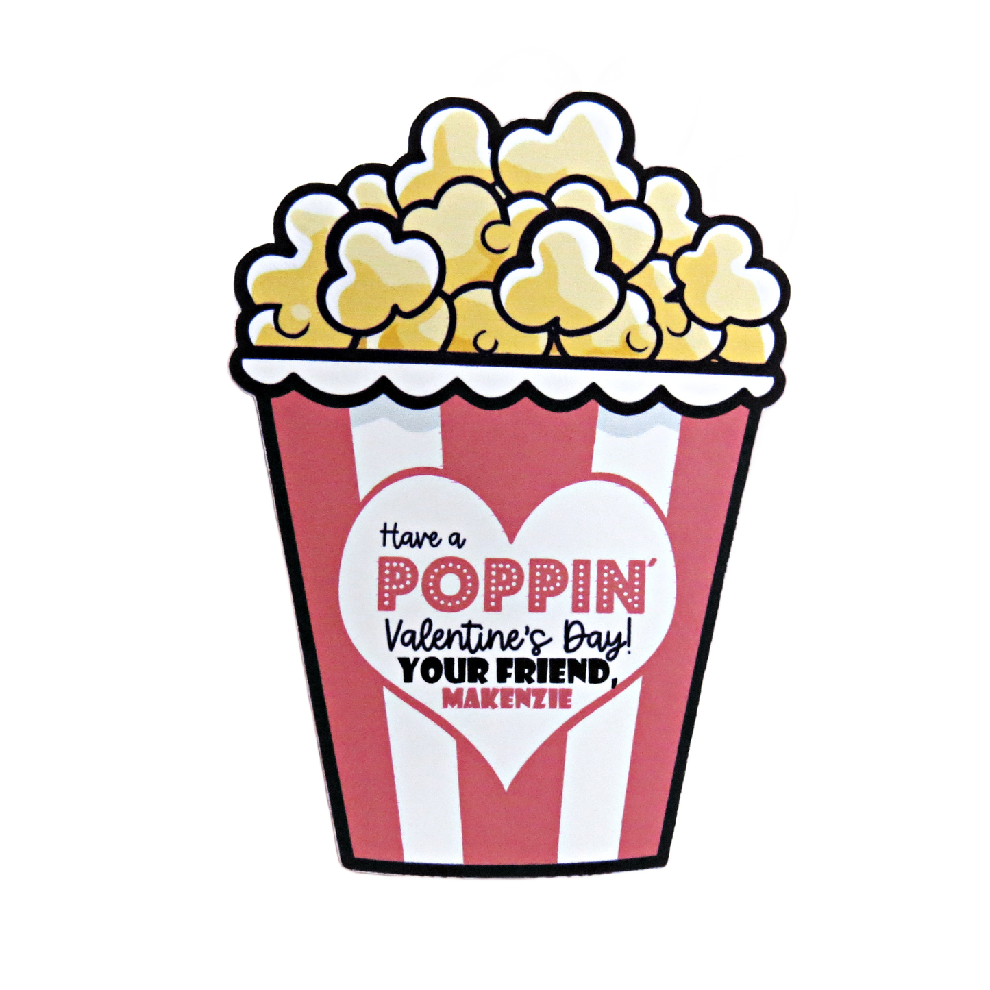 Kenzie's Boutique Handmade Personalized Have a Poppin Valentines Day Card - Popcorn Unique Gift for Kids School Classroom - Just Add Greeting Cards - Gift for Him Her Boy Girl Note Toddler