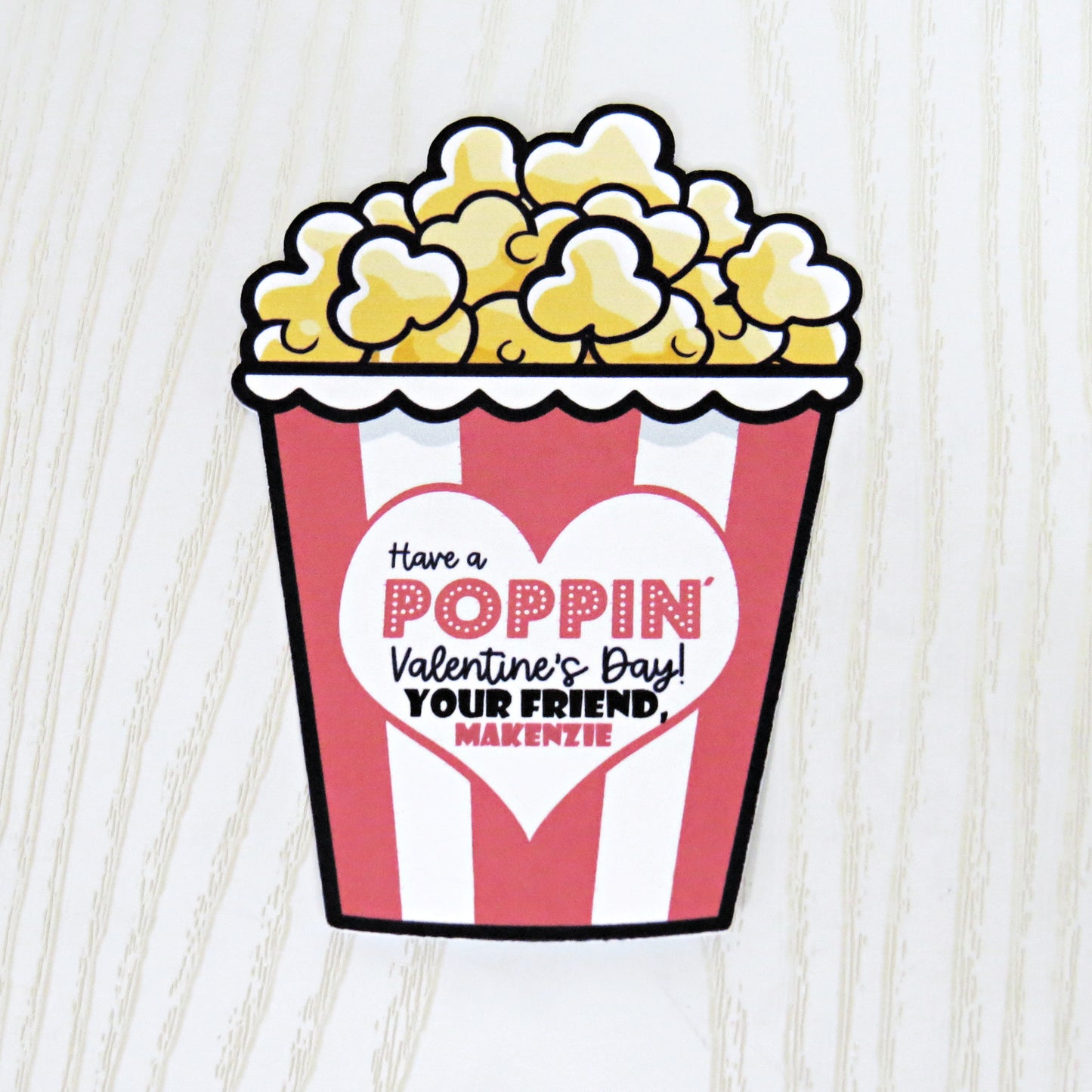 Kenzie's Boutique Handmade Personalized Have a Poppin Valentines Day Card - Popcorn Unique Gift for Kids School Classroom - Just Add Greeting Cards - Gift for Him Her Boy Girl Note Toddler
