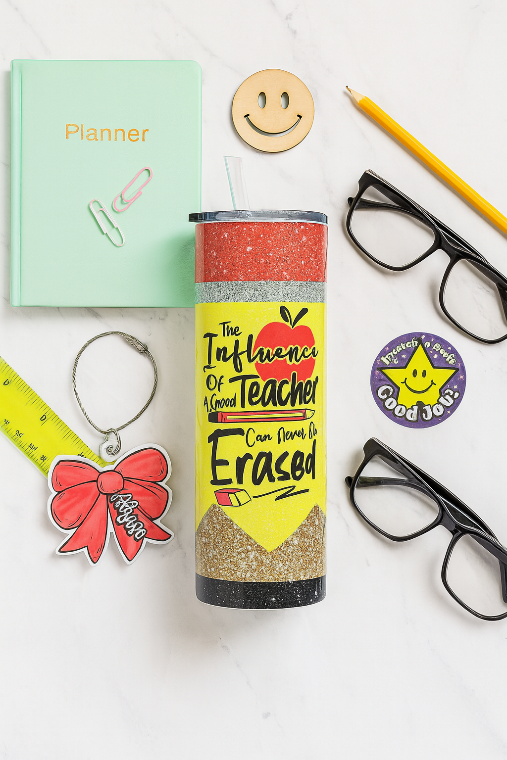 20 oz Teacher Appreciation Tumbler – “A Good Teacher Can Never Be Erased”